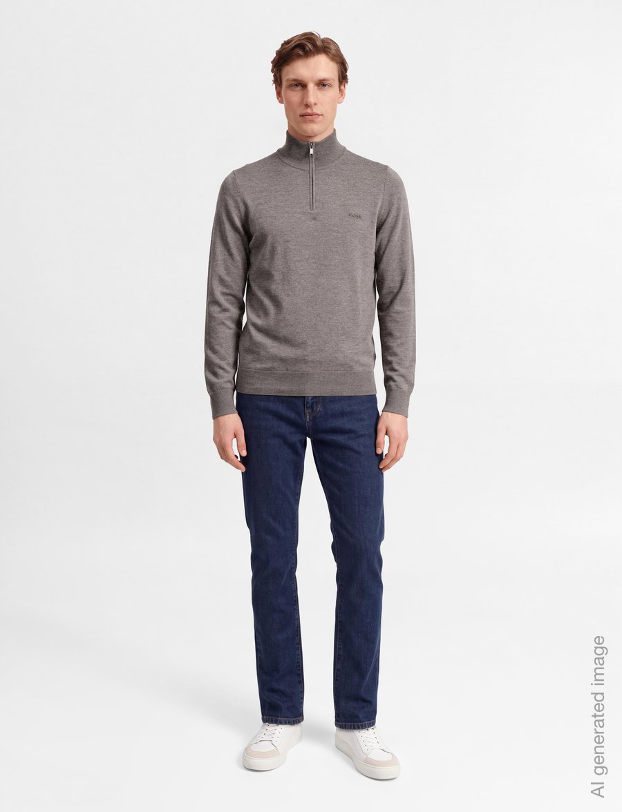 BOSS - H-Ebenji-L - halfzip strik - open brown - 0