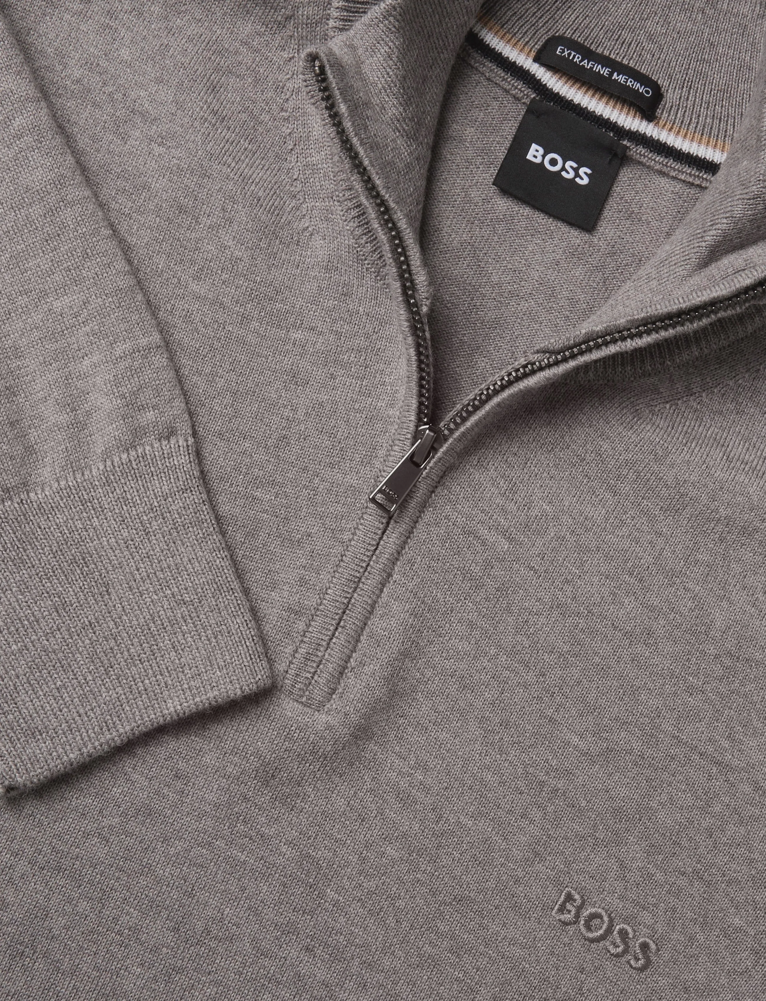 BOSS - H-Ebenji-L - pullover mit halbem reißverschluss - open brown - 2