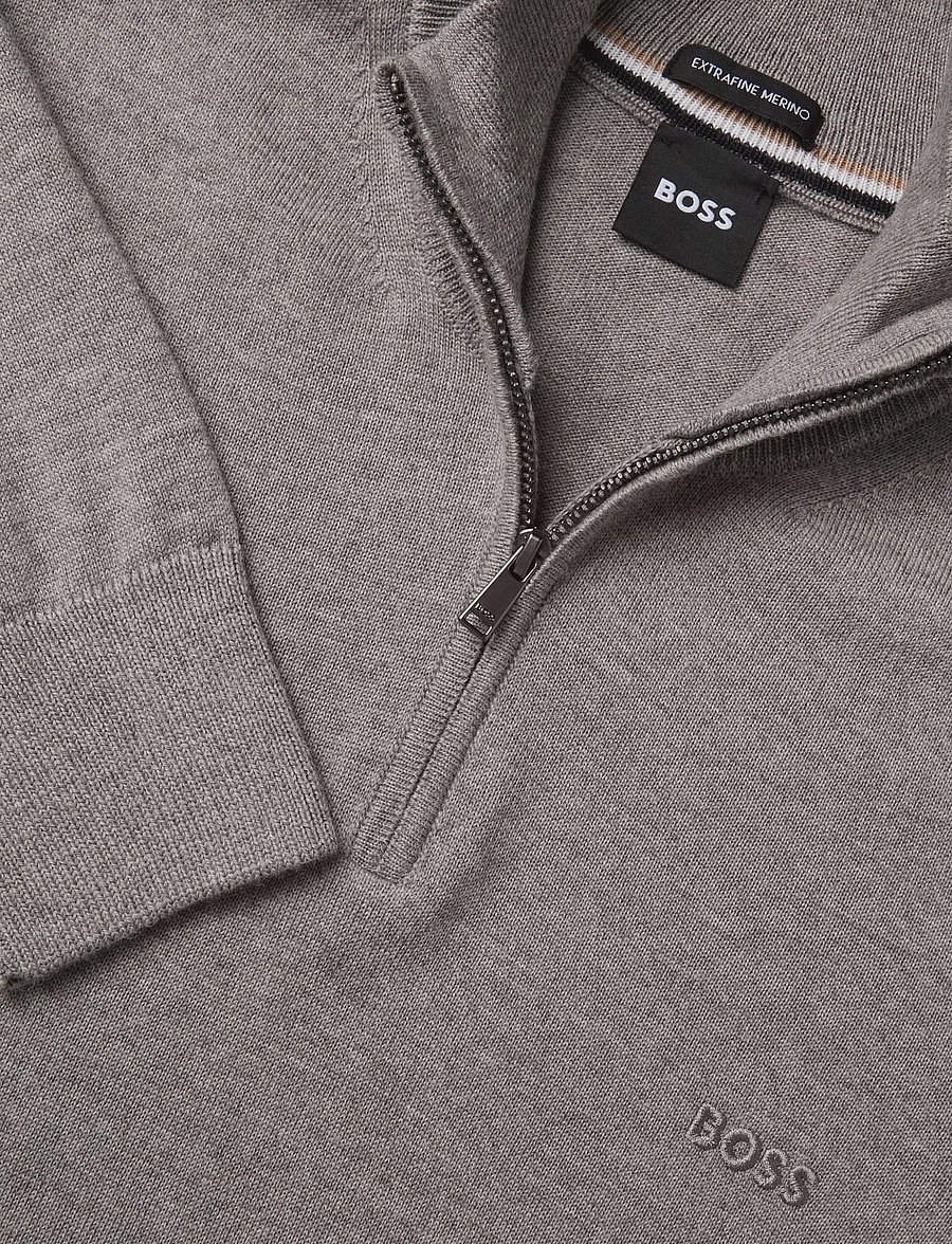 BOSS - H-Ebenji-L - pullover mit halbem reißverschluss - open brown - 2