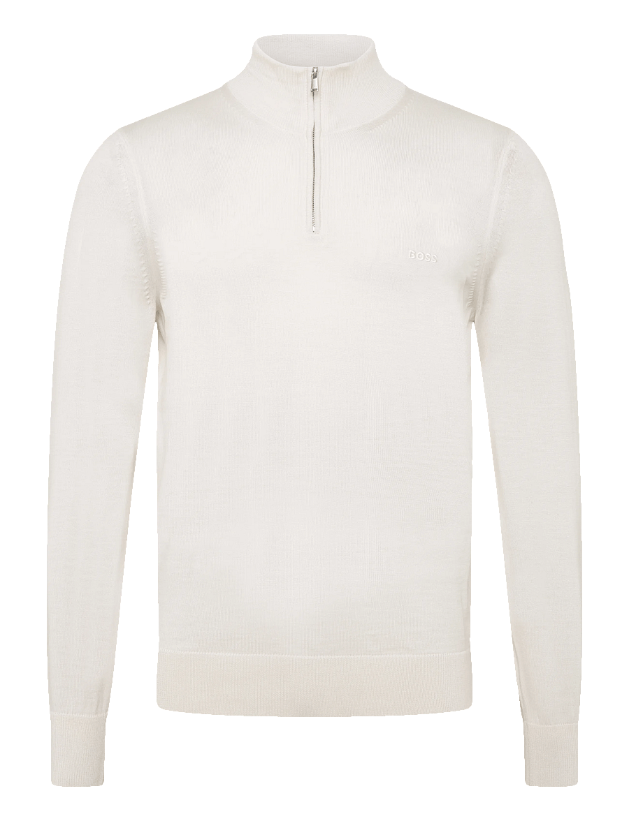 BOSS - H-Ebenji-L - pullover mit halbem reißverschluss - open white - 0