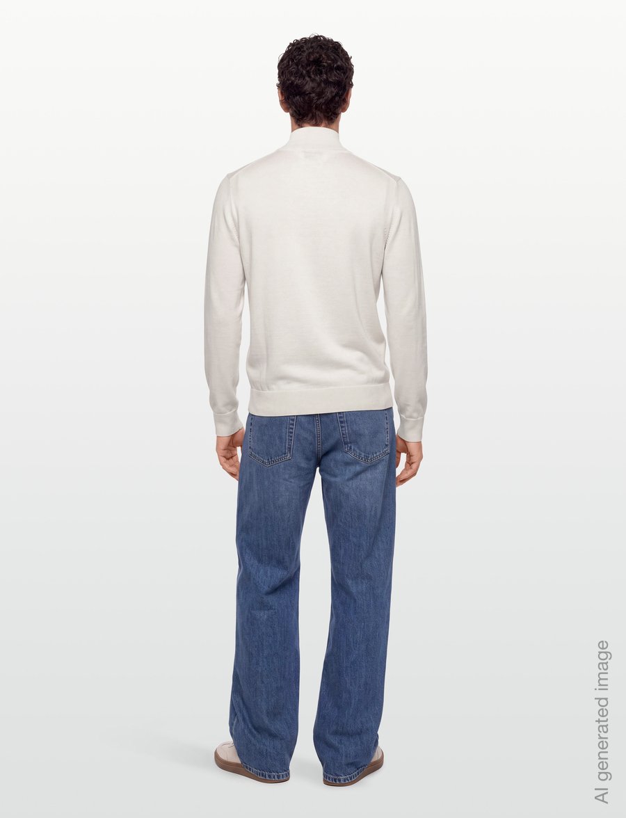 BOSS - H-Ebenji-L - pullover mit halbem reißverschluss - open white - 4