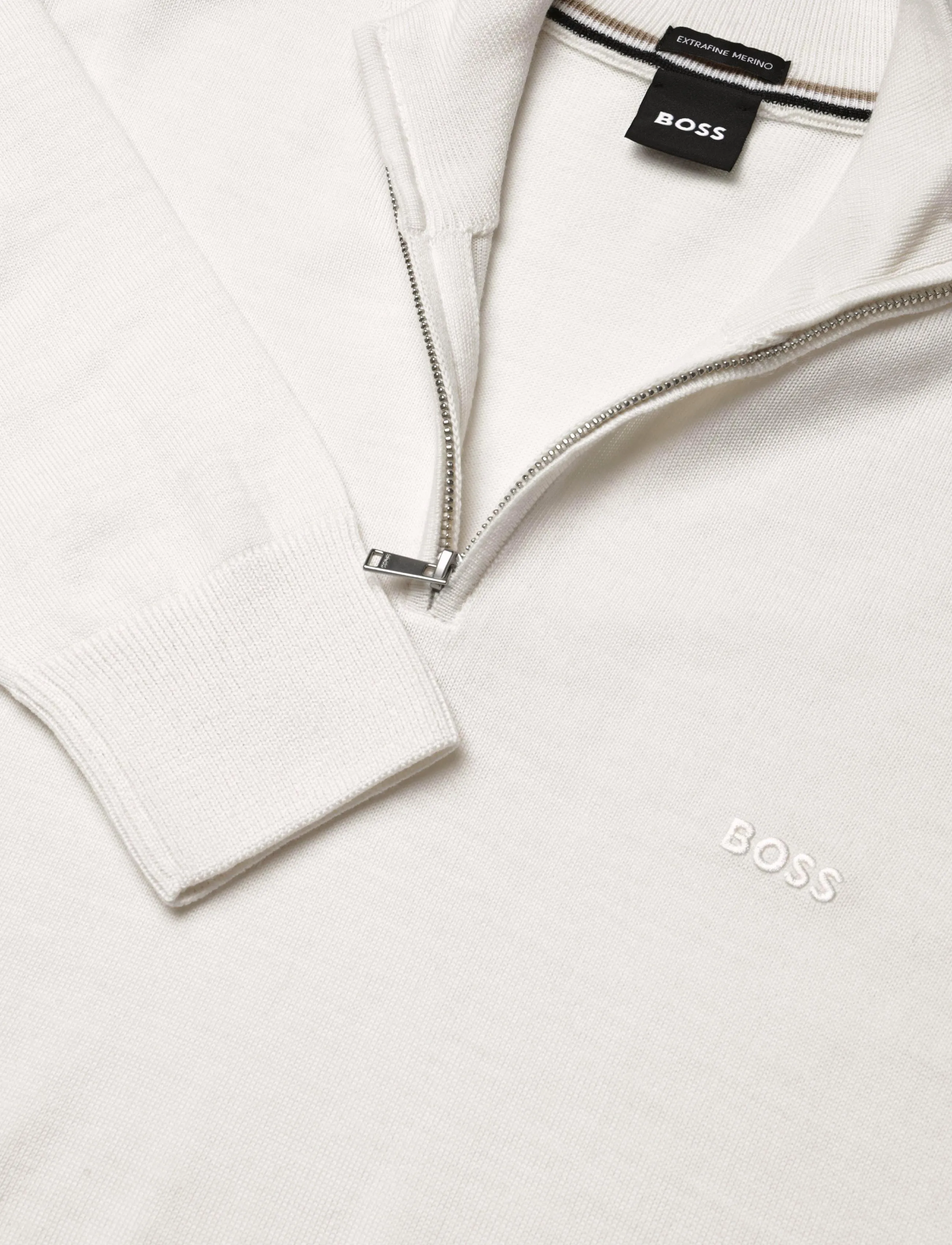 BOSS - H-Ebenji-L - pullover mit halbem reißverschluss - open white - 2