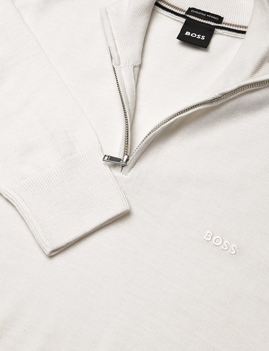 BOSS - H-Ebenji-L - pullover mit halbem reißverschluss - open white - 2