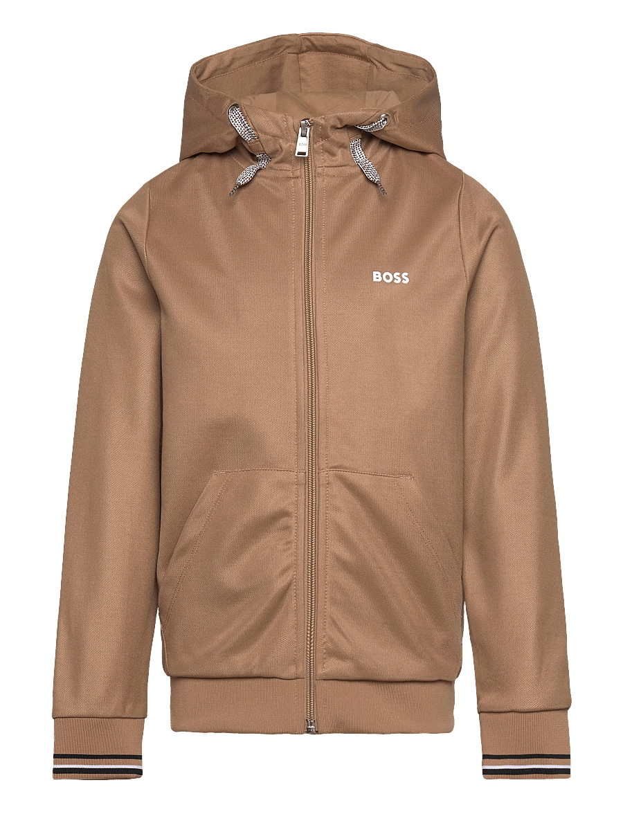 BOSS - HOODED CARDIGAN - huvtröjor - cookie - 0
