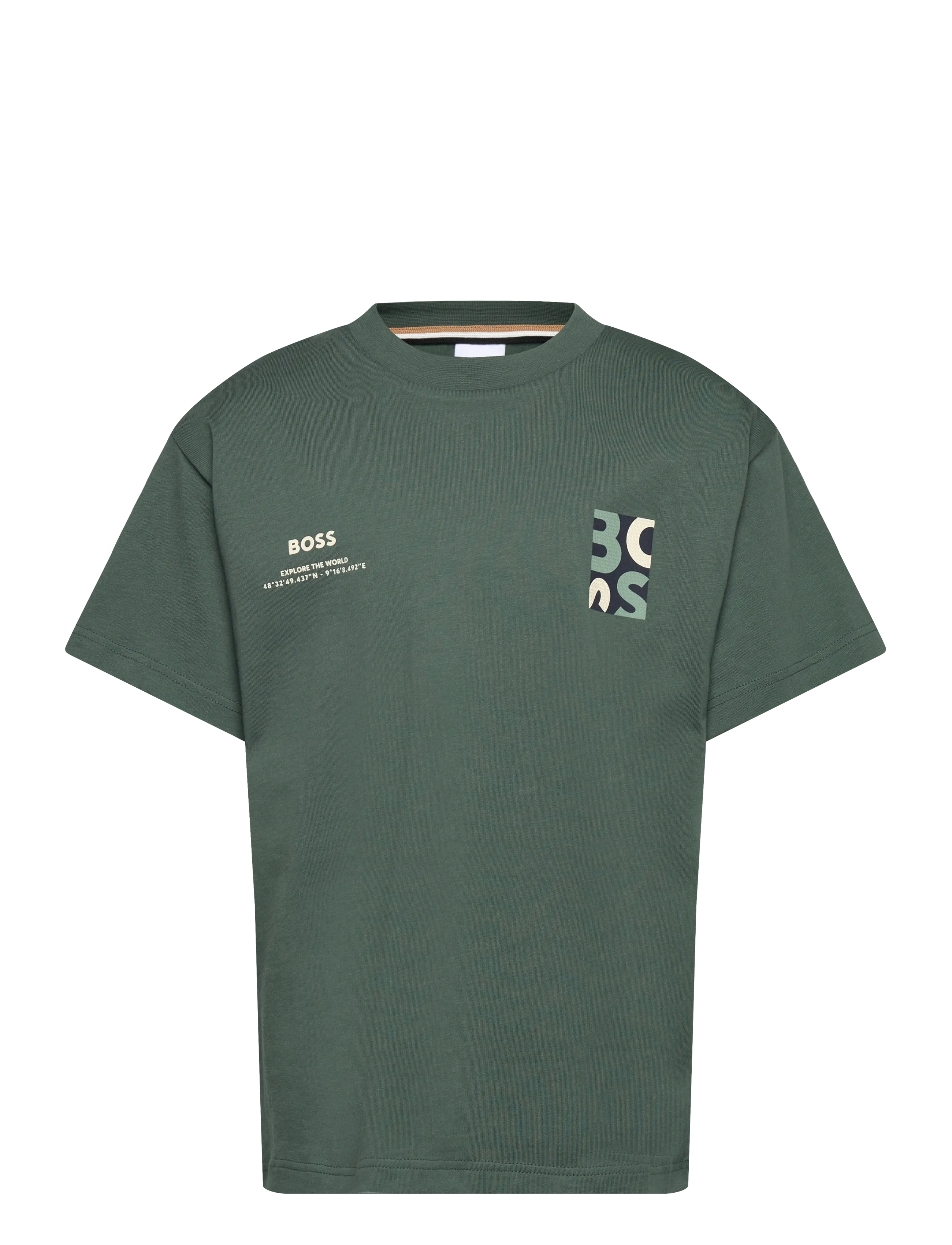 BOSS SHORT SLEEVES TEE-SHIRT - Lapsed 98–134 - STONE PINE / khaki/green