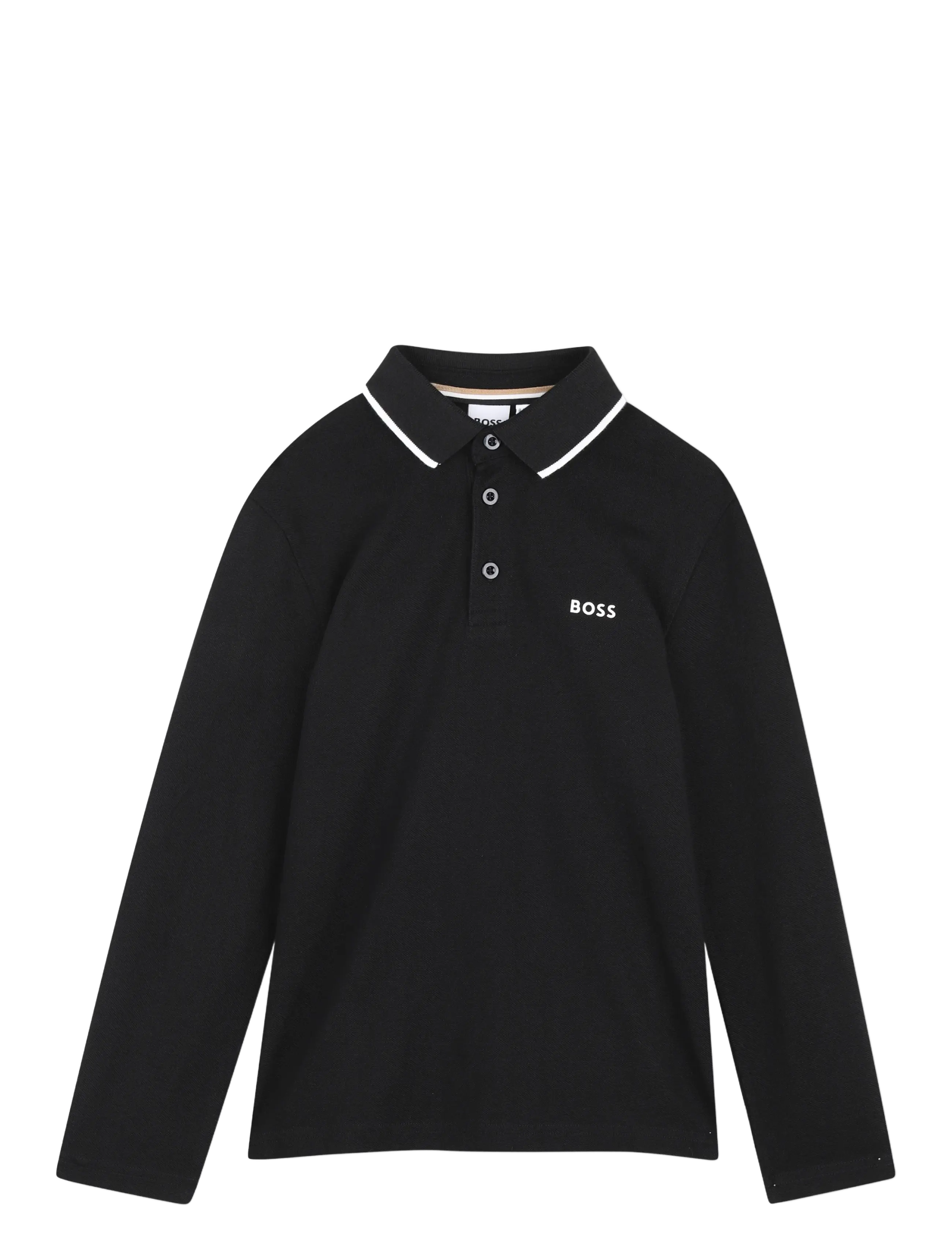 BOSS LONG SLEEVE POLO - BOSS Kidswear - BLACK / black