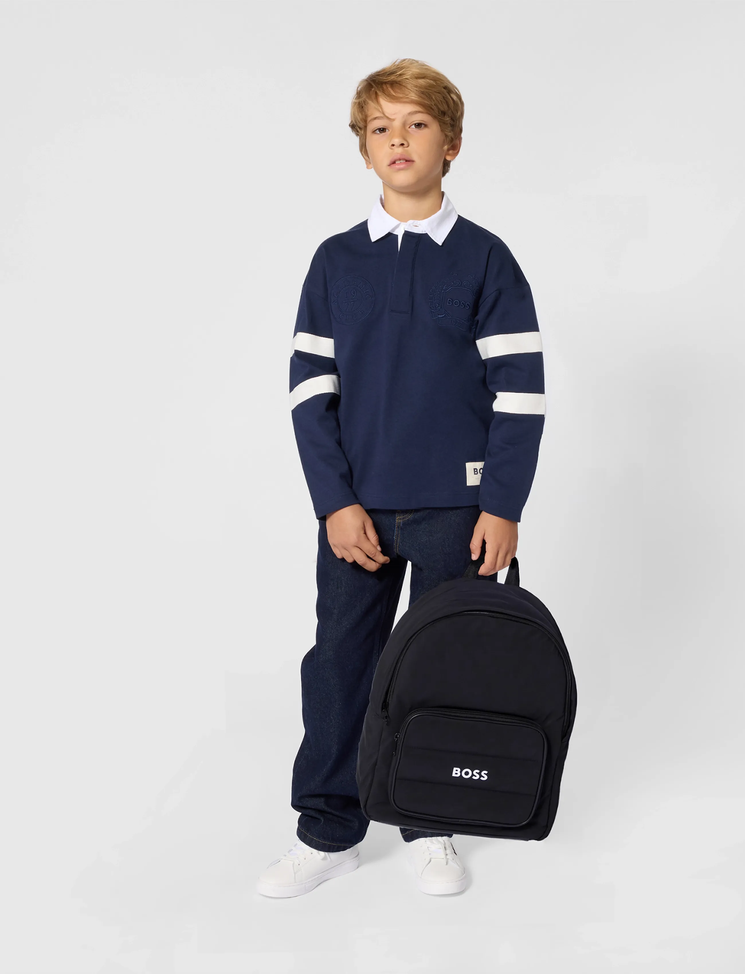 BOSS LONG SLEEVE POLO - Poloshirts - NAVY / navy