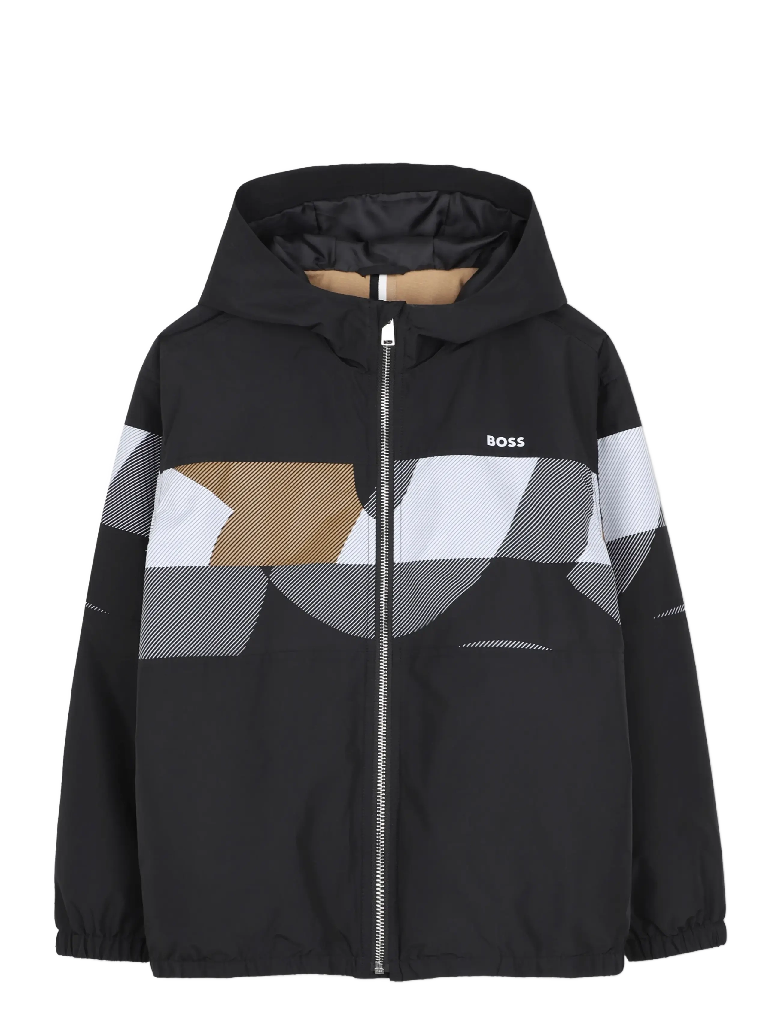 BOSS HOODED JACKET - BOSS Kidswear - BLACK / black