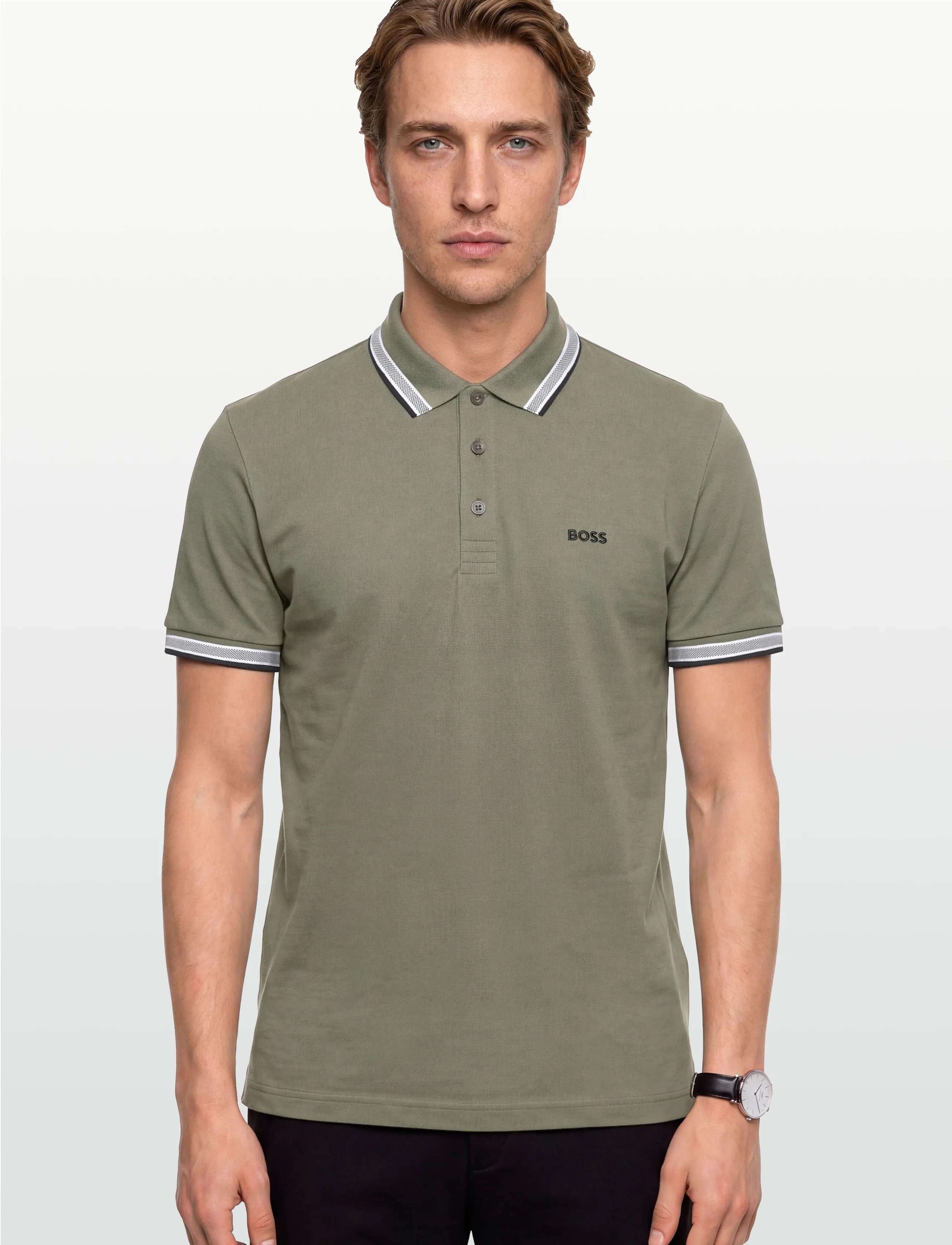BOSS - Paddy - lühikeste varrukatega polod - dark beige - 3