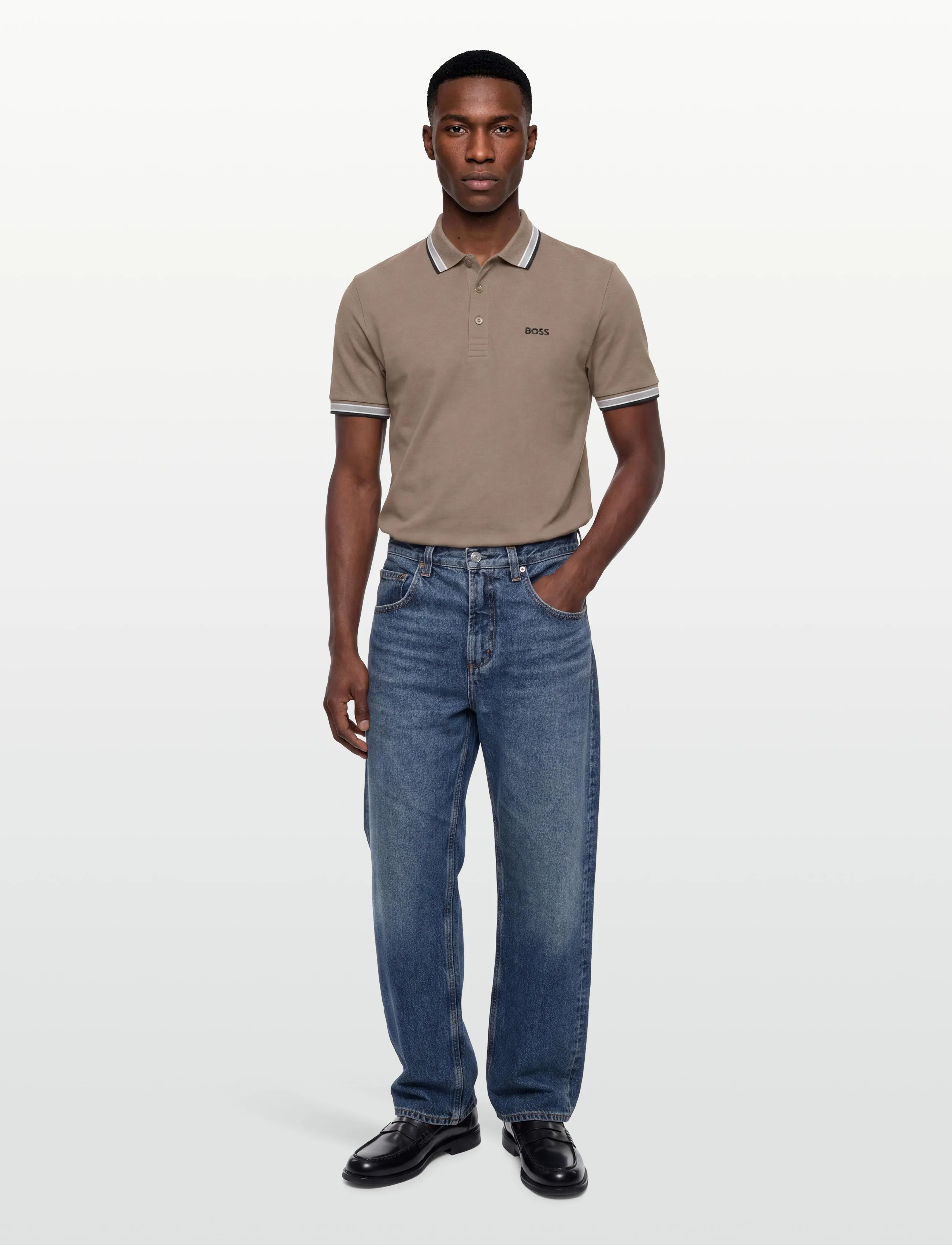 BOSS Paddy, Mænd, Polo T-shirt, Beige, Str: S