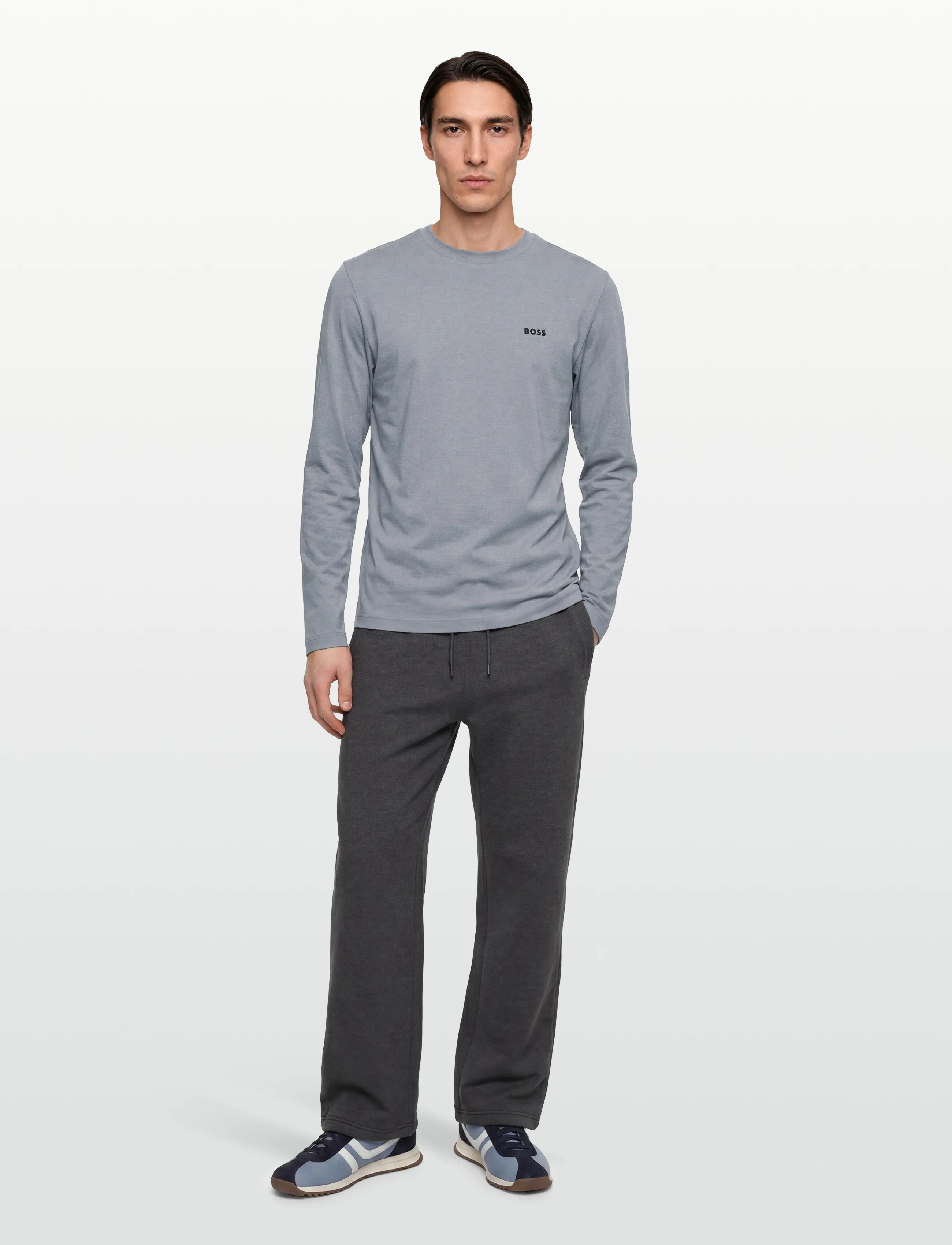 BOSS Tee Long - Riided - DARK GREY / grey