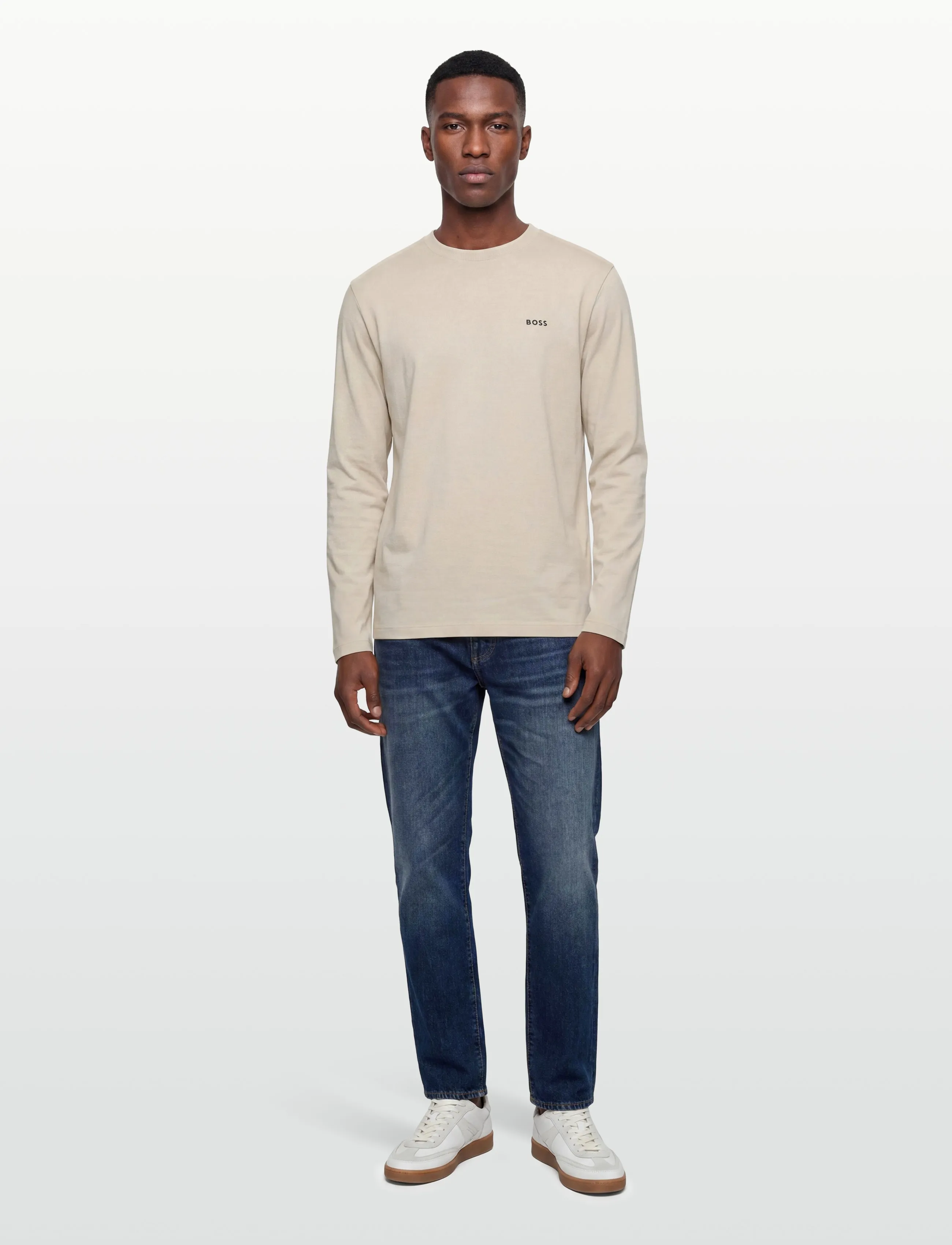 BOSS Tee Long - Riided - OPEN WHITE / cream