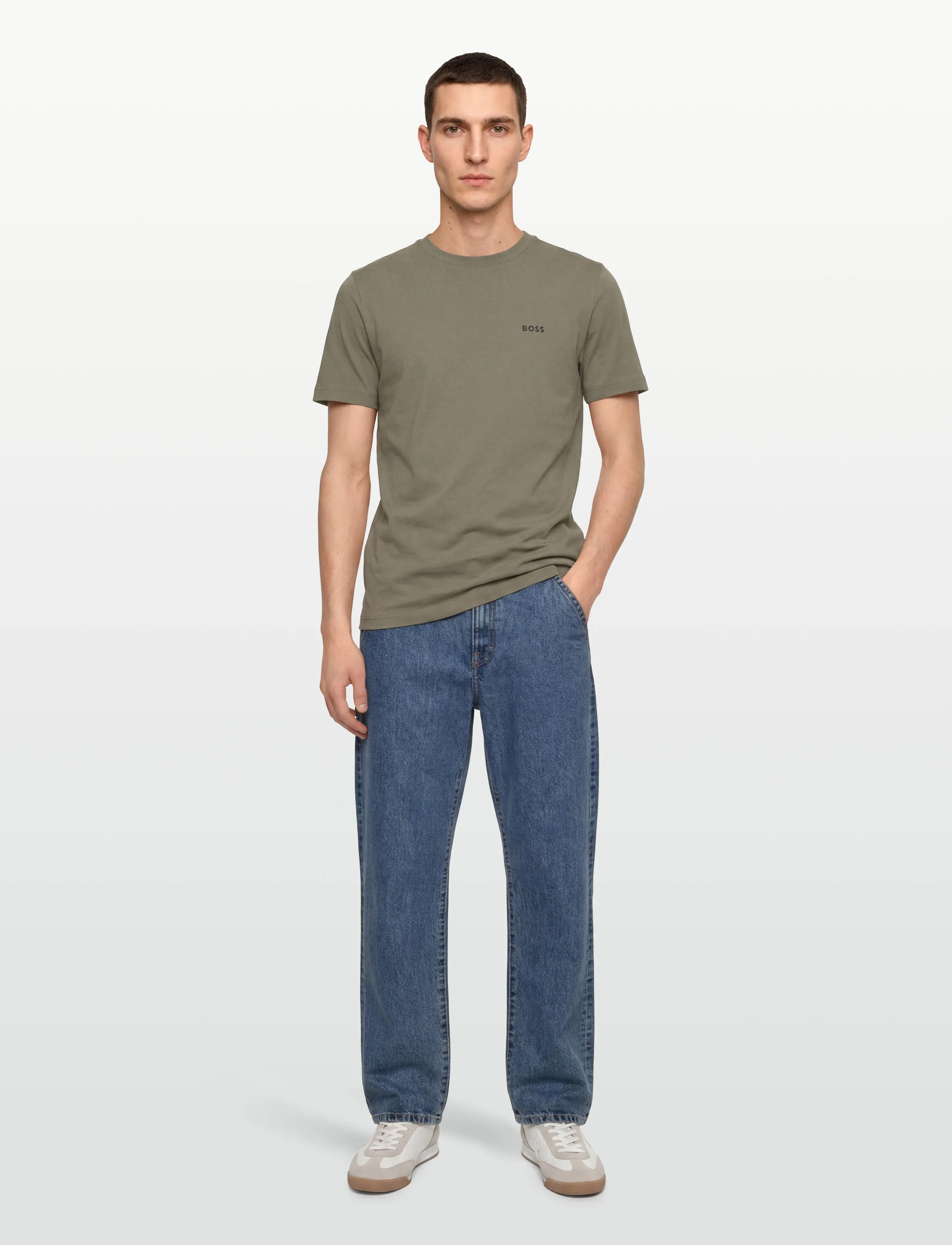 BOSS Tee - Kurzärmelig - DARK BEIGE / khaki/green