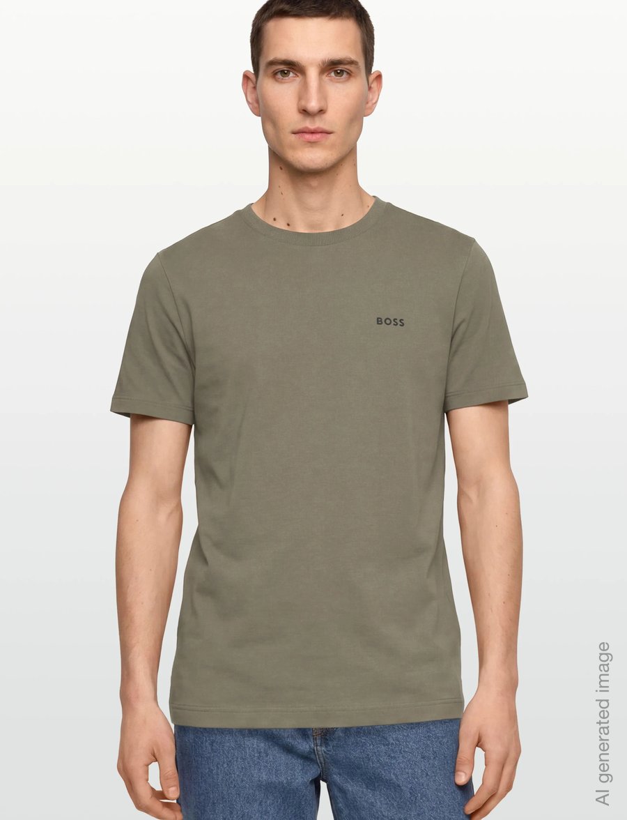 BOSS - Tee - oberteile & t-shirts - dark beige - 3
