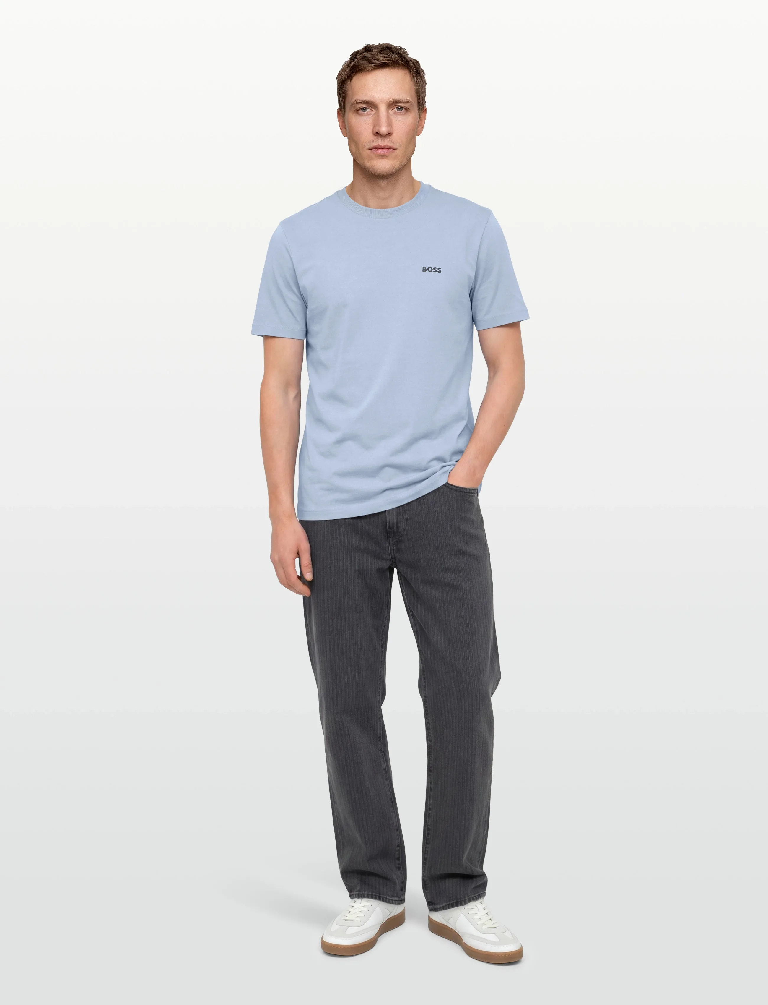 BOSS Tee - Riided - DARK GREY / blue