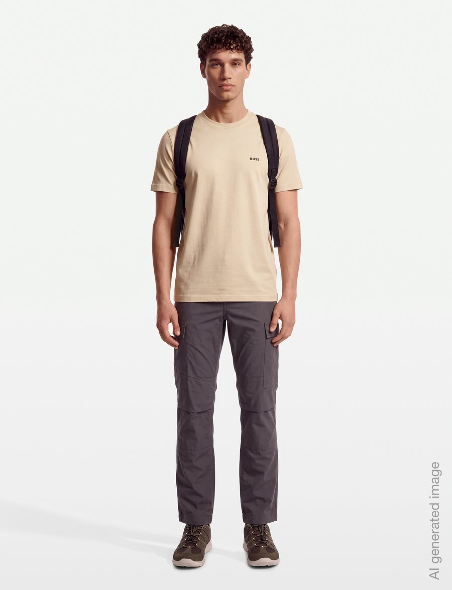 BOSS - Tee - t-shirts - light beige - 0