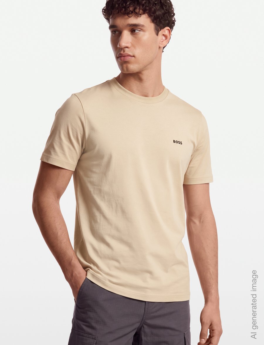 BOSS - Tee - t-shirts - light beige - 3