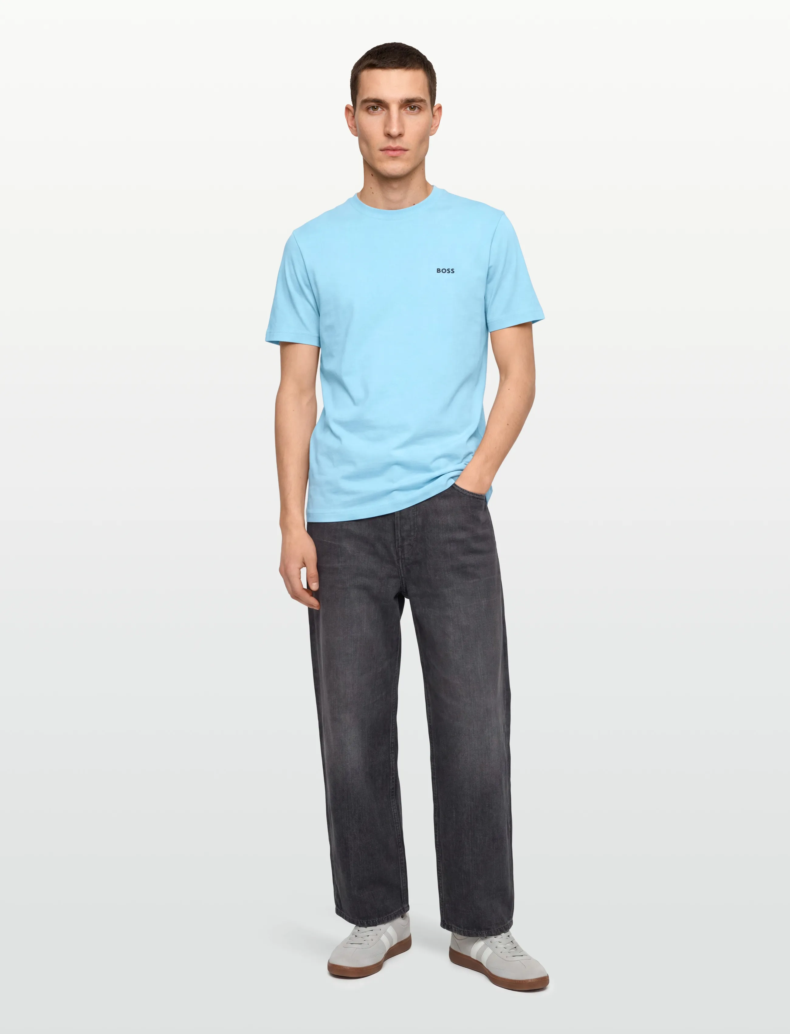 BOSS Tee - Riided - LIGHT/PASTEL BLUE / blue