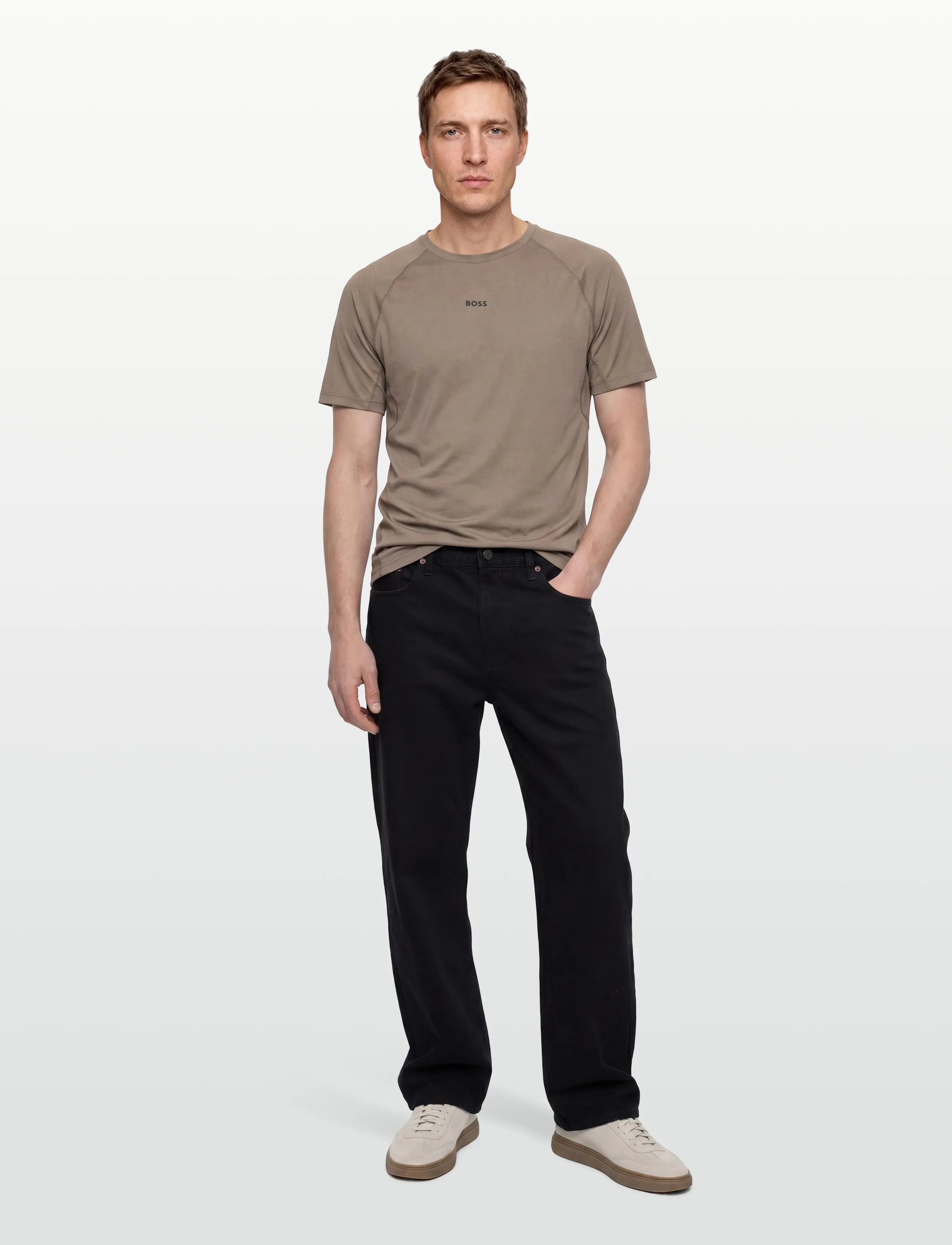 BOSS Tee Active 1, Mænd, Sports T-Shirt, Brun, Str: XS