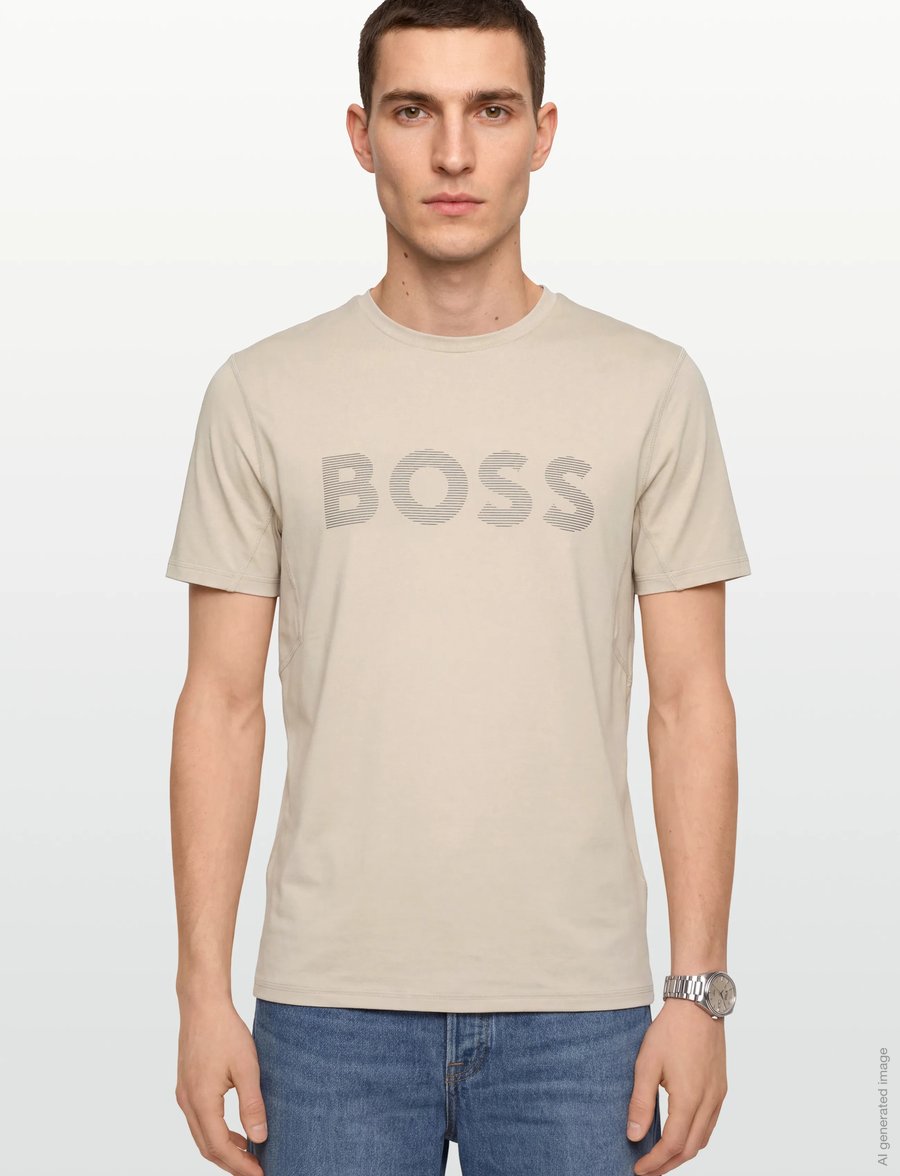 BOSS - Tee Active - t-shirts - open beige - 3