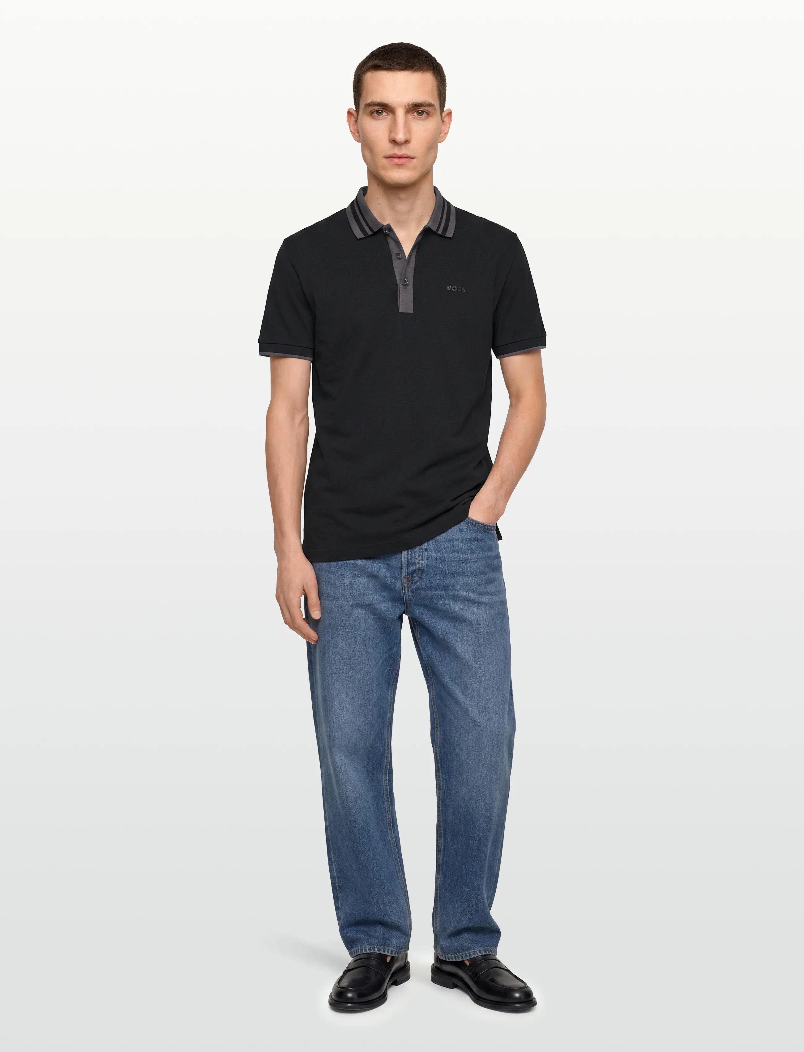 BOSS Paule Tape, S, Black, Sport Polos > Sport Short-sleeved Polos, Herre