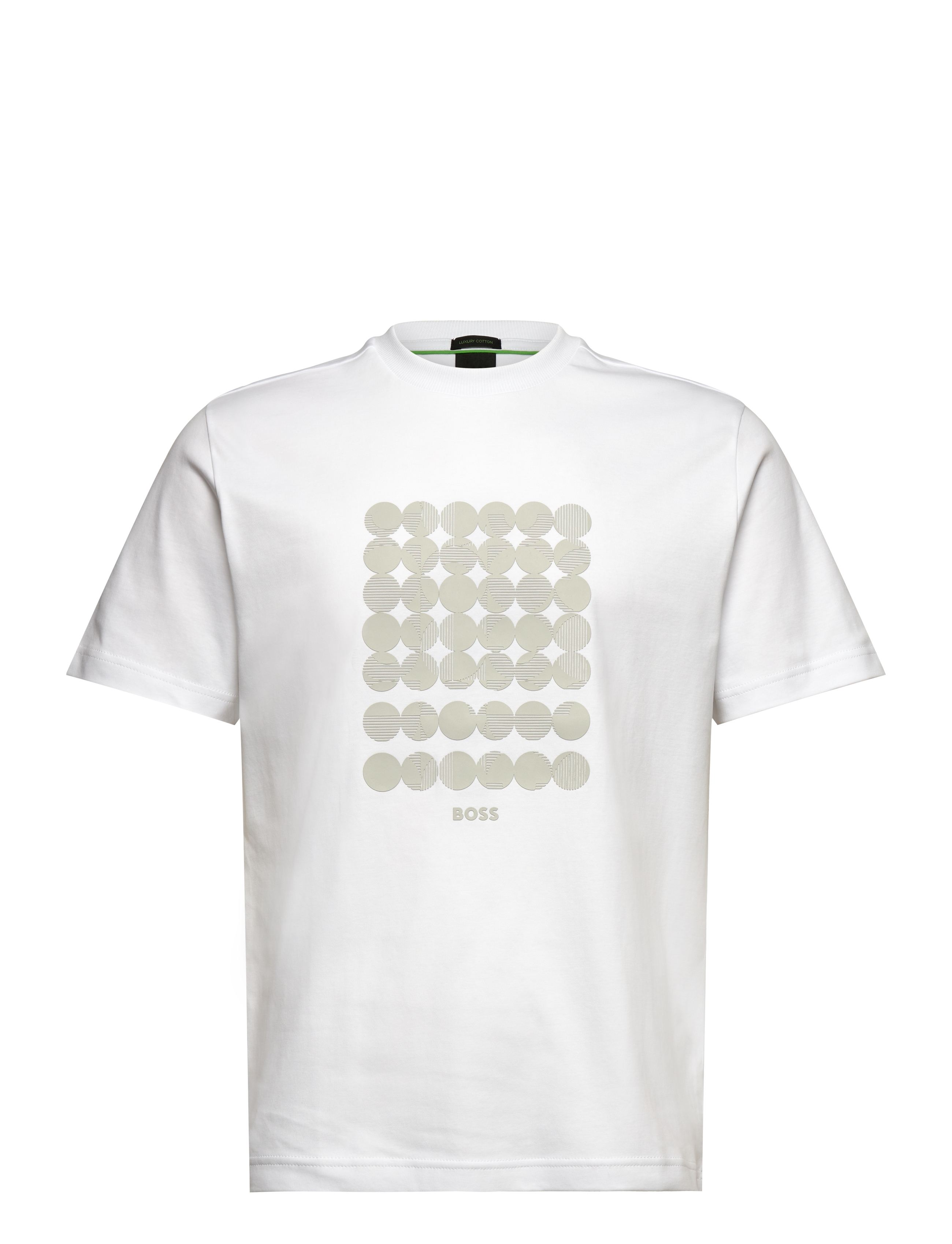 BOSS Tee Print Striped C - T-shirts - WHITE / white