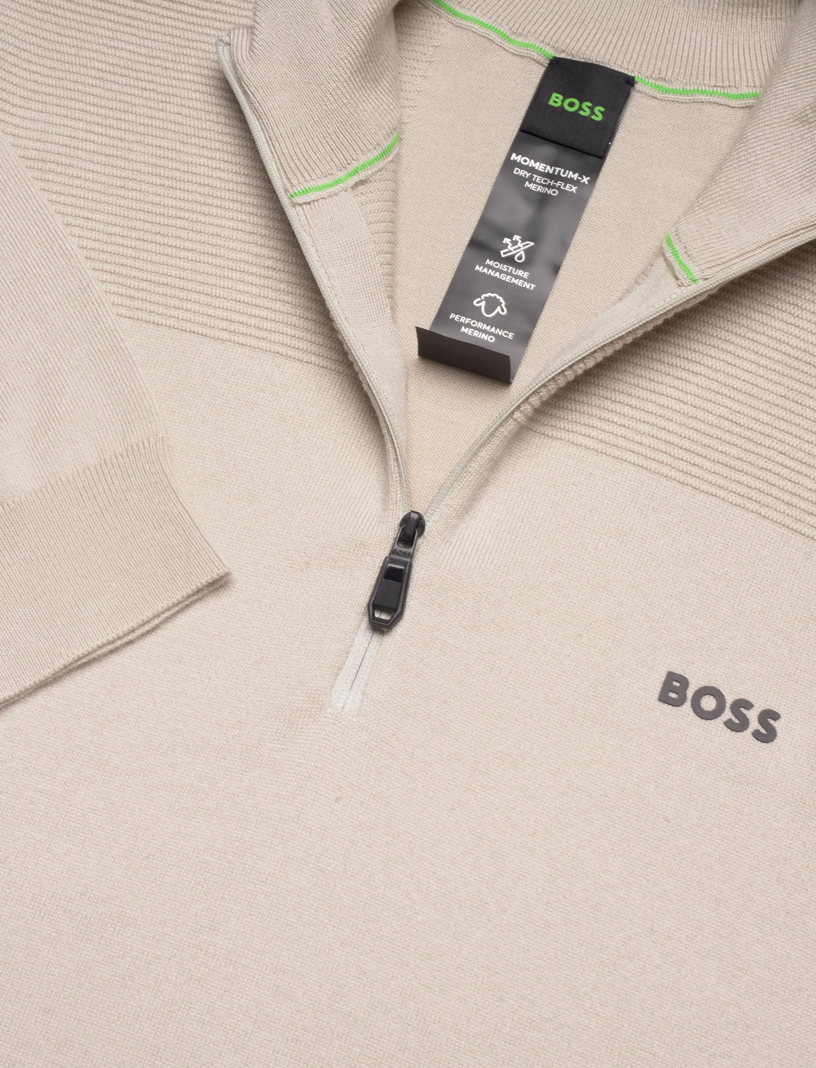 BOSS - KN_Momentum-X QZ - fleece og mellemlag - light beige - 2