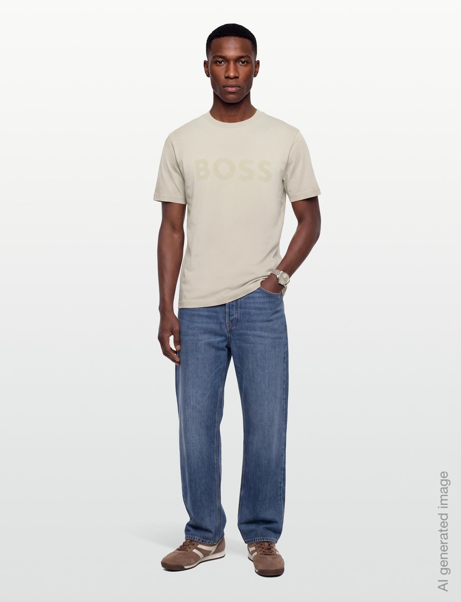 BOSS - TS_Iconic Logo - oberteile & t-shirts - light beige - 0