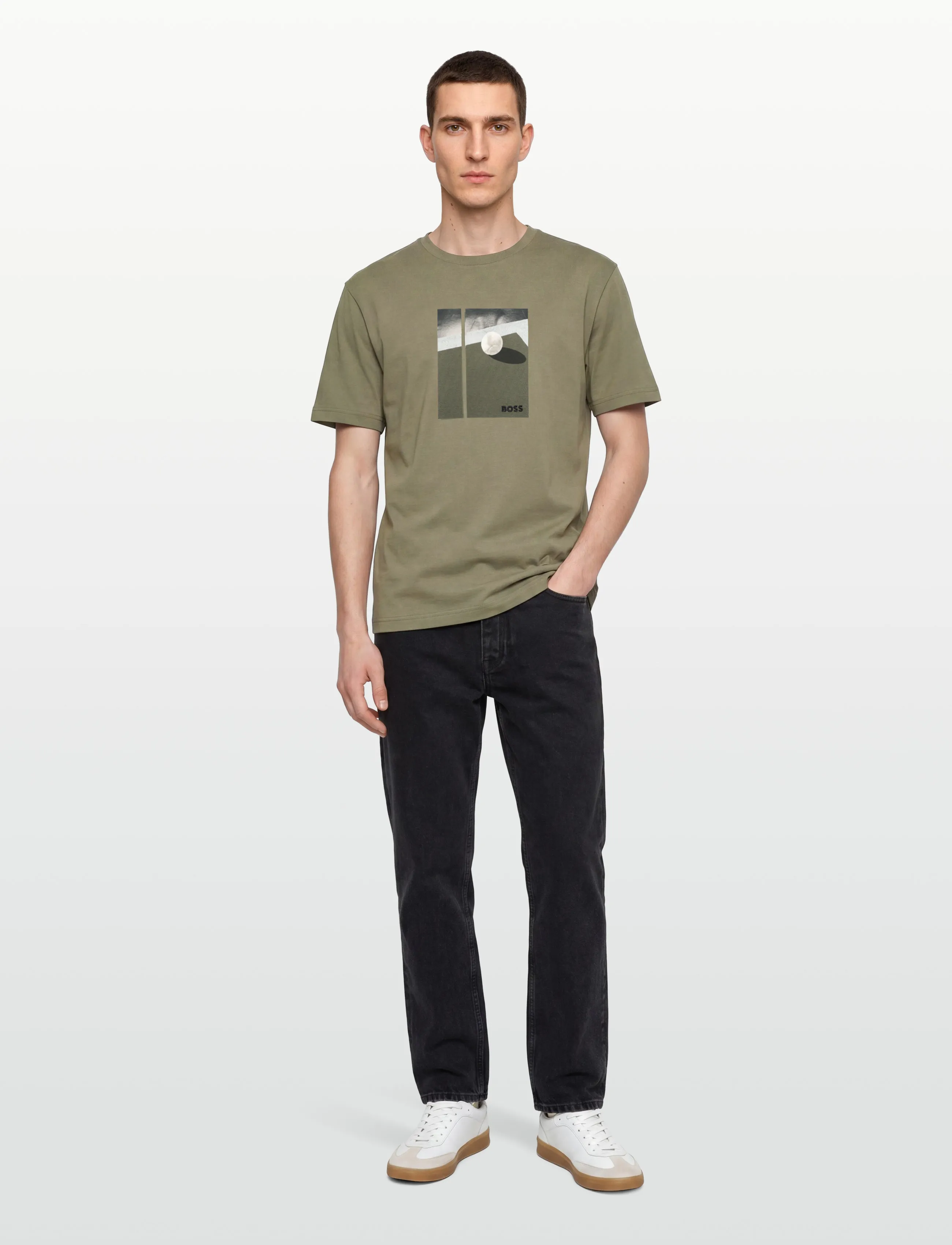 BOSS Ts_Join Relaxed Grx, L, Sport Oberteile, Khakigrün - T-shirts, Männerswear