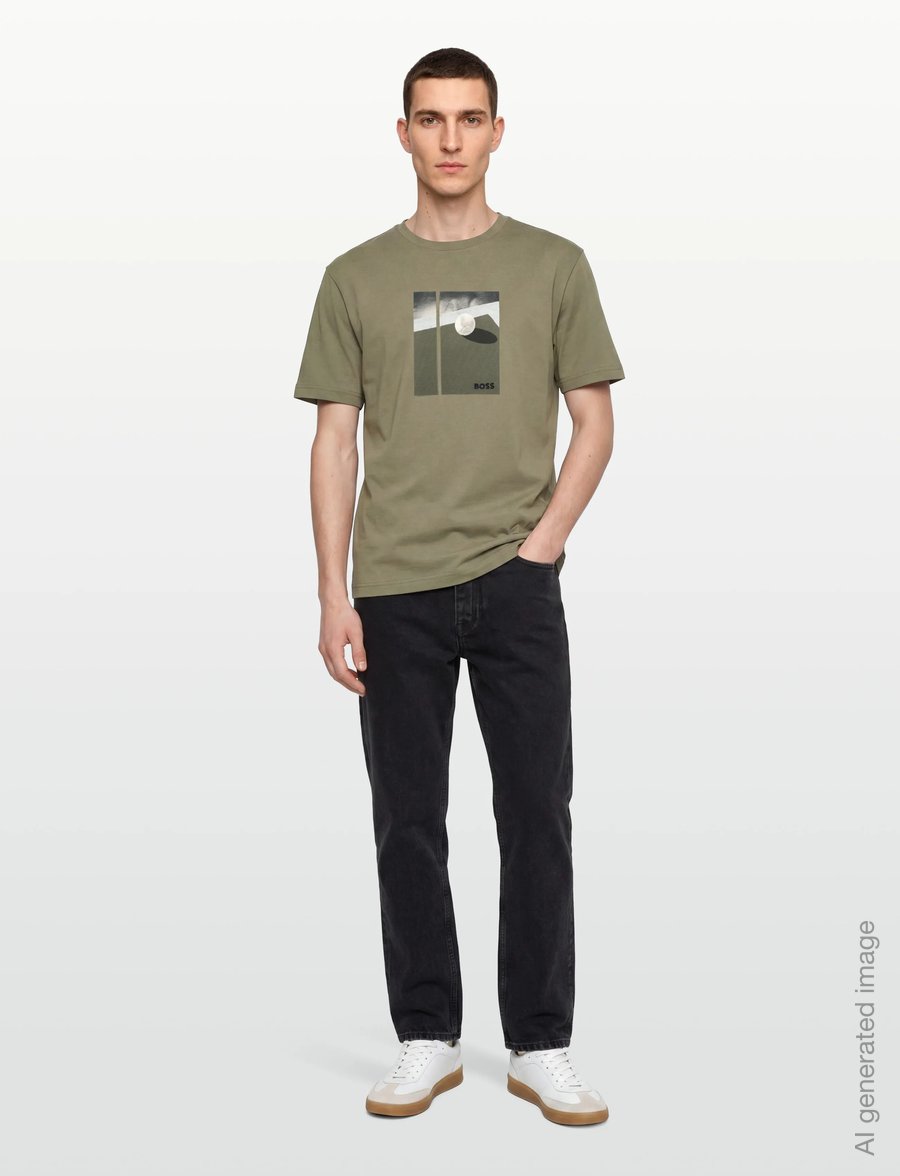BOSS - TS_Join Relaxed GRX - oberteile & t-shirts - dark beige - 0
