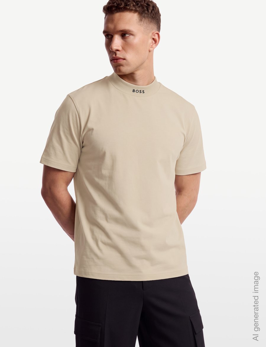 BOSS - Tee Collar - oberteile & t-shirts - light beige - 3