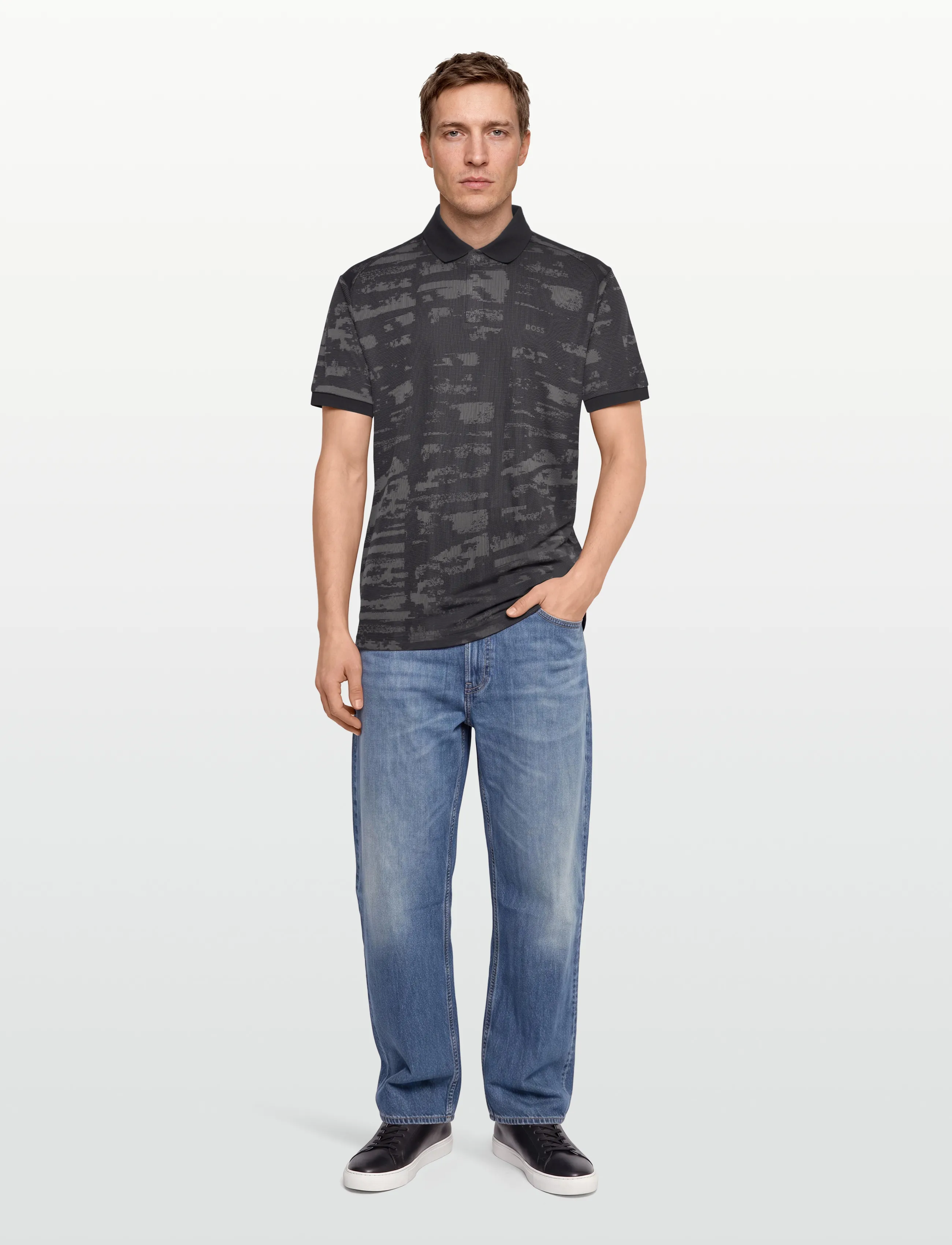 BOSS Pl_Active Repeat, S, Grey, Sport Polos > Sport Short-sleeved Polos, Herre