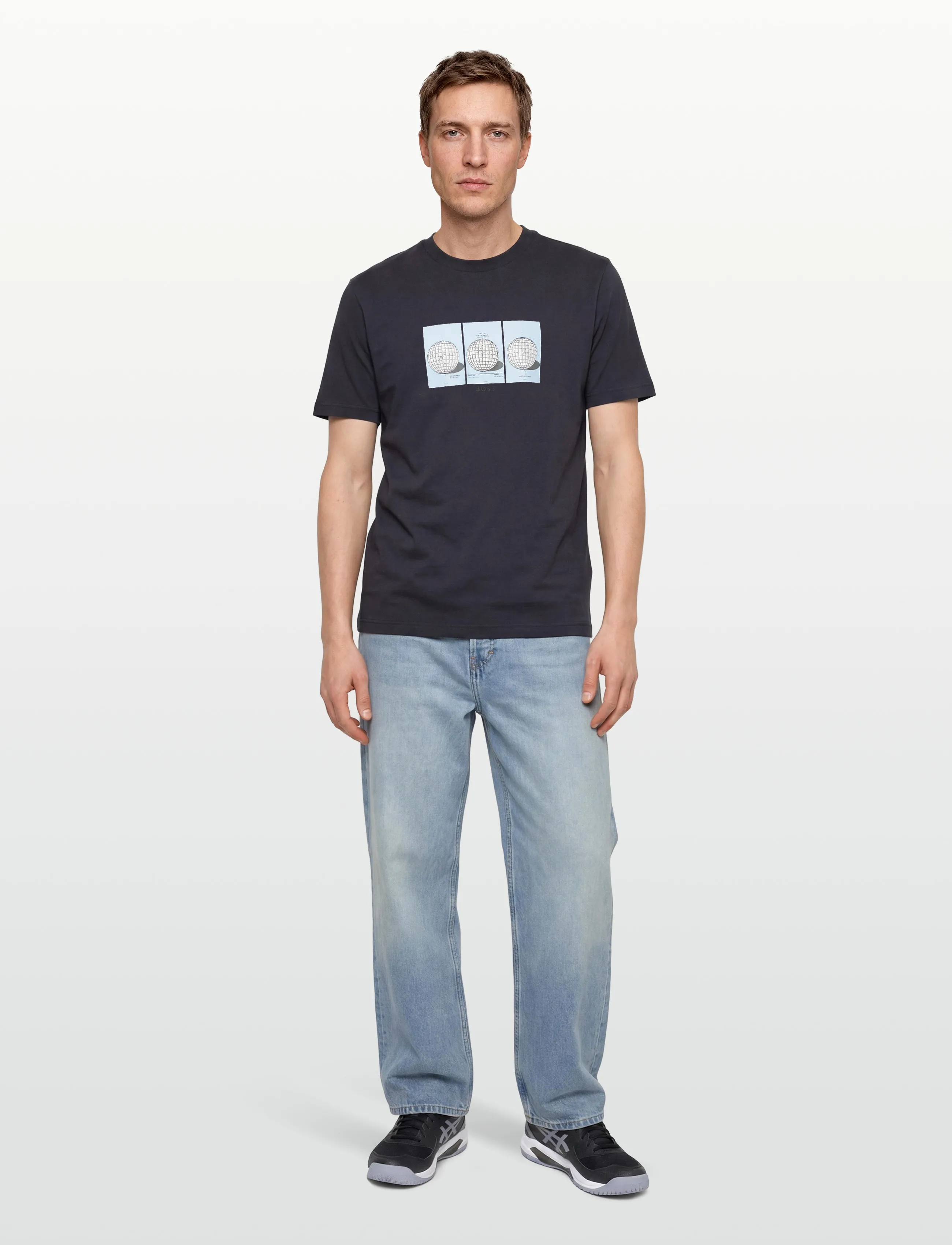 BOSS Ts_Terrace Photo, Mænd, Grafisk T-Shirt, Navy, Str: XXL