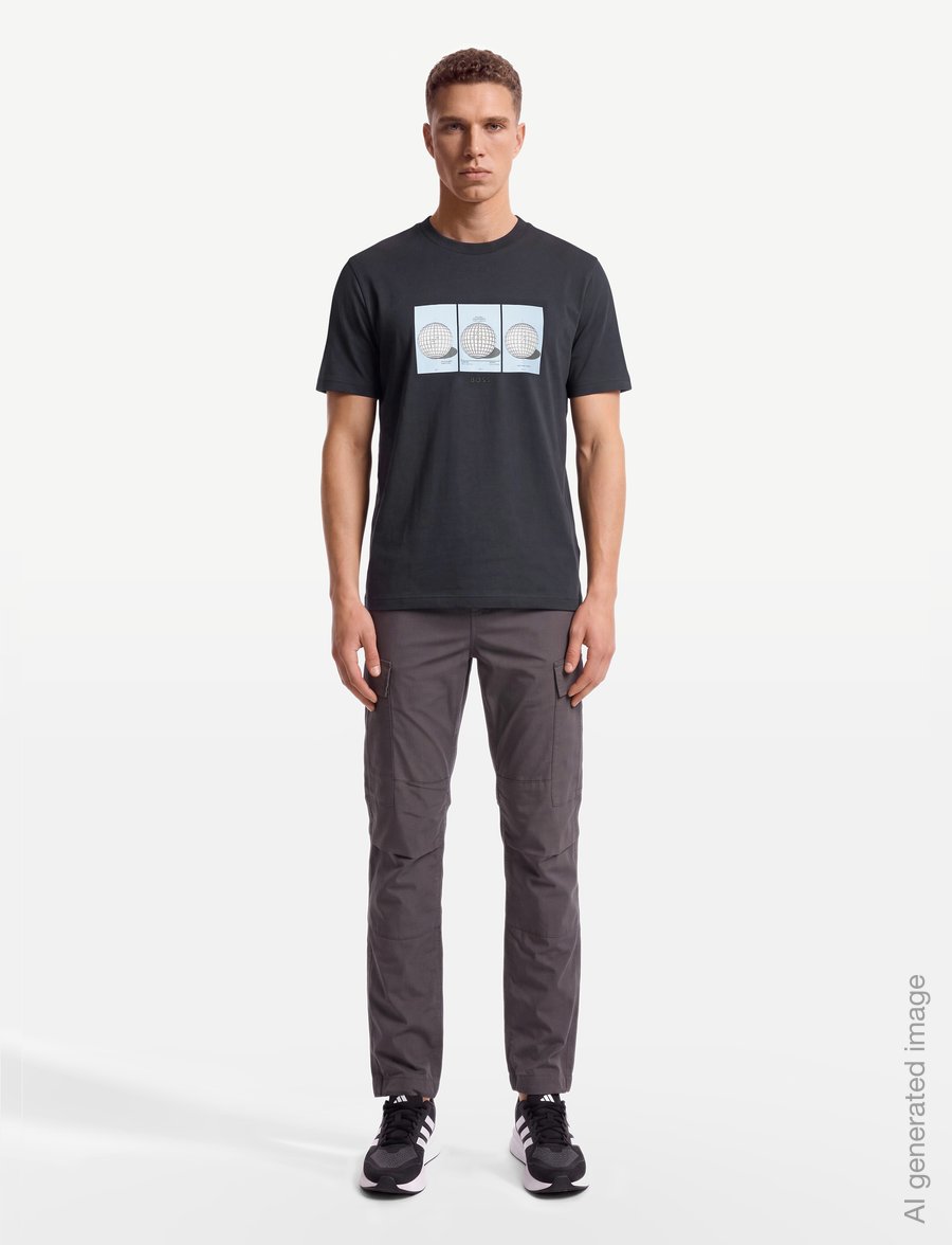 BOSS - TS_Terrace Photo - tops & t-shirts - dark blue - 0