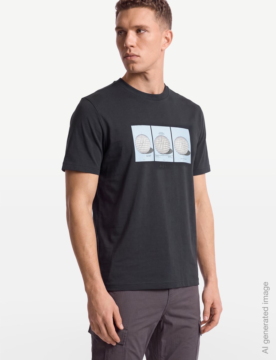 BOSS - TS_Terrace Photo - tops & t-shirts - dark blue - 3