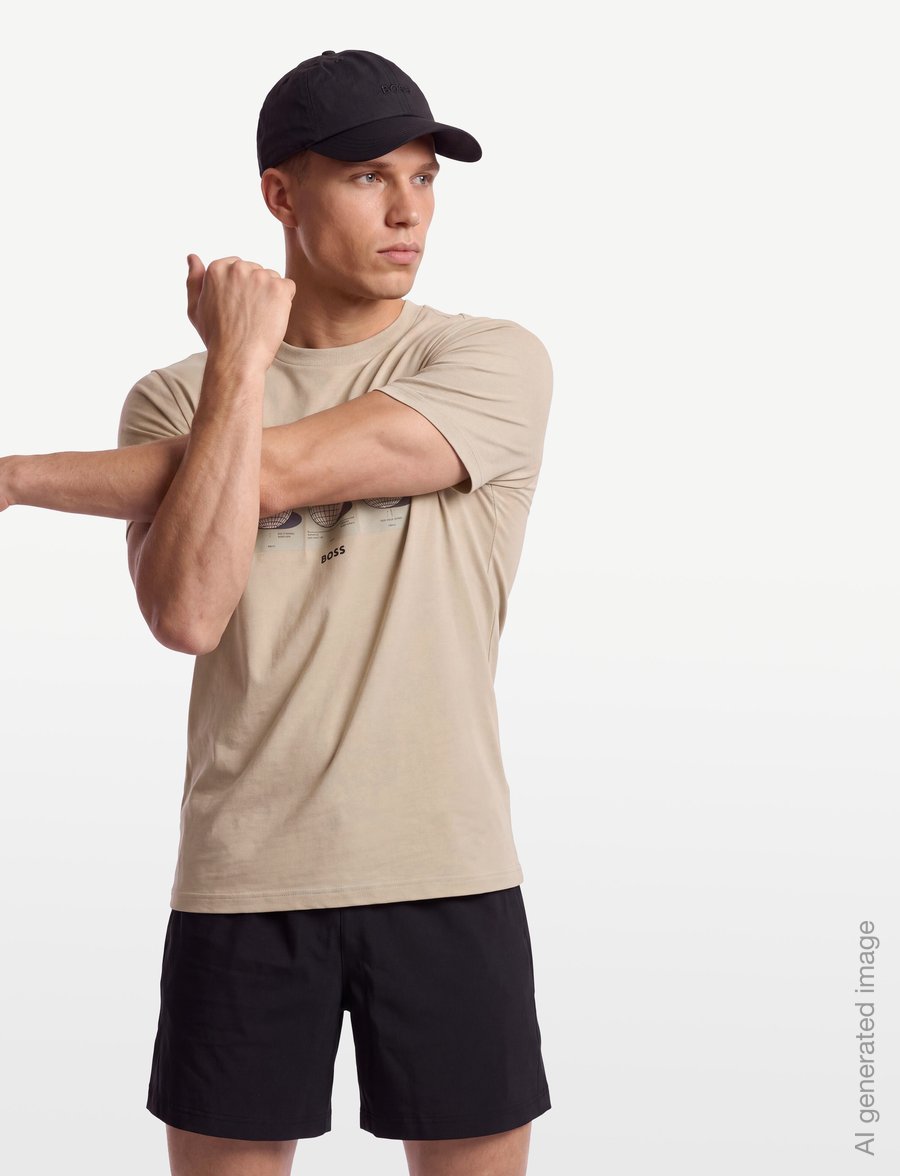 BOSS - TS_Terrace Photo - oberteile & t-shirts - light beige - 3