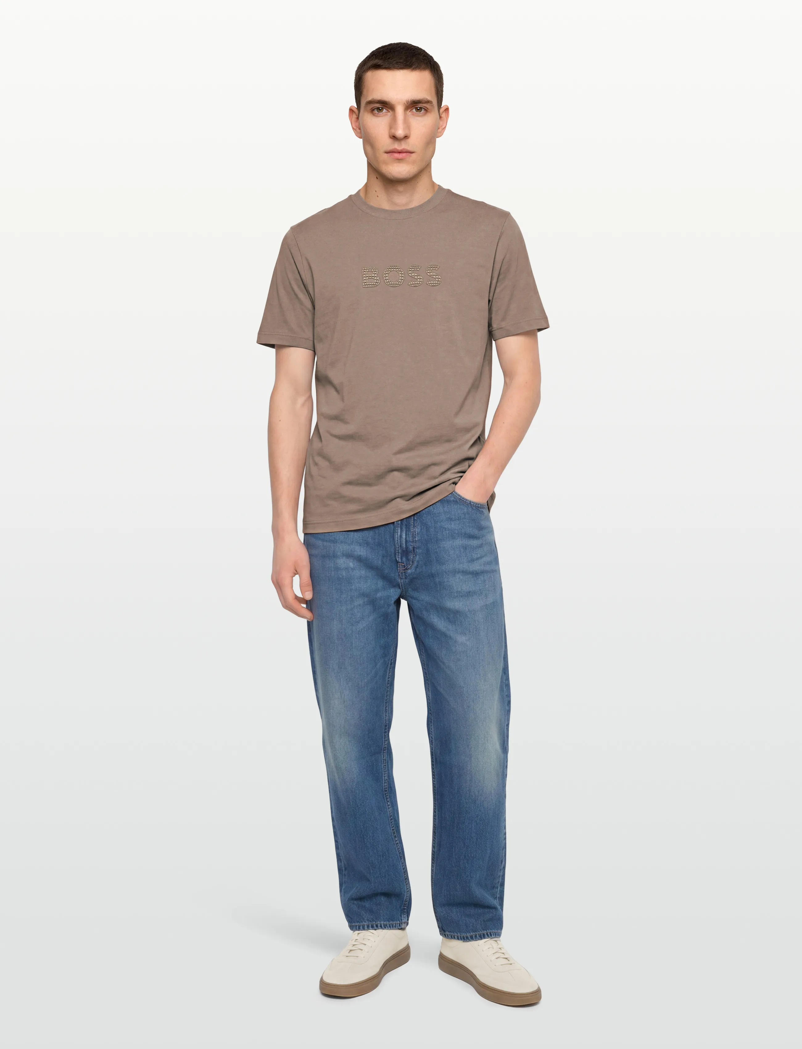BOSS Ts_Terrace Logo, Mænd, Logo T-Shirt, Brun, Str: S