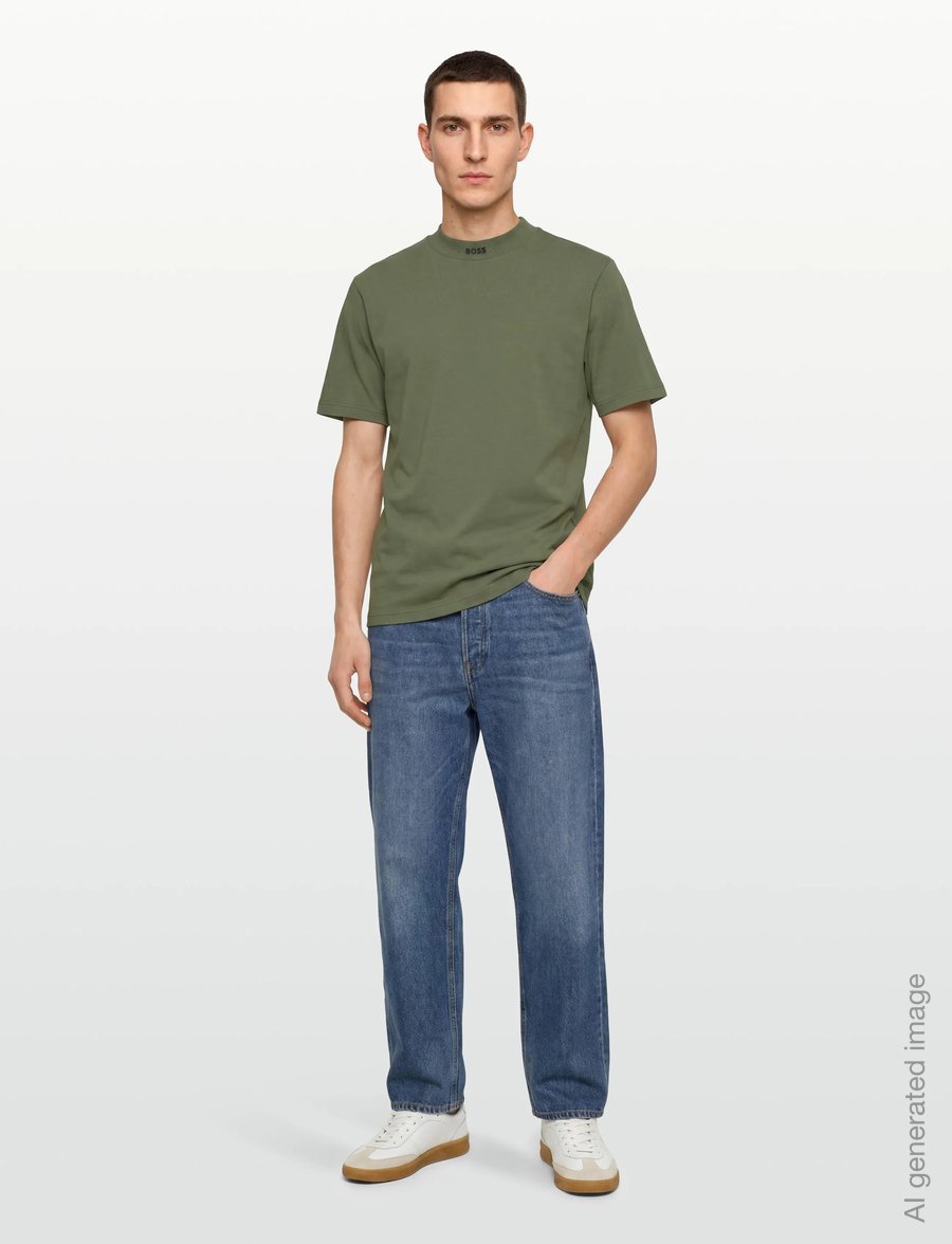 BOSS - Tee Collar - t-shirts - dark beige - 0