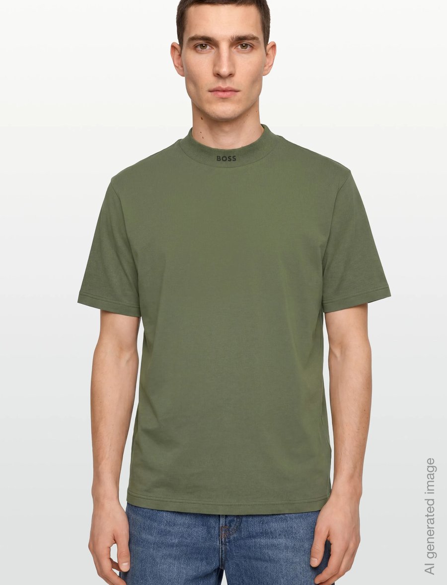 BOSS - Tee Collar - t-shirts - dark beige - 3