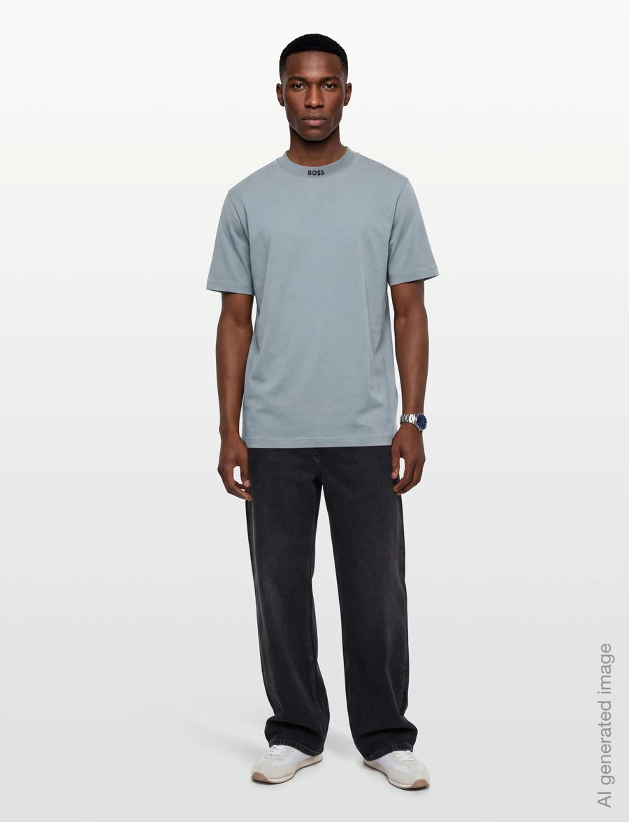 BOSS - Tee Collar - tops & t-shirts - dark grey - 0