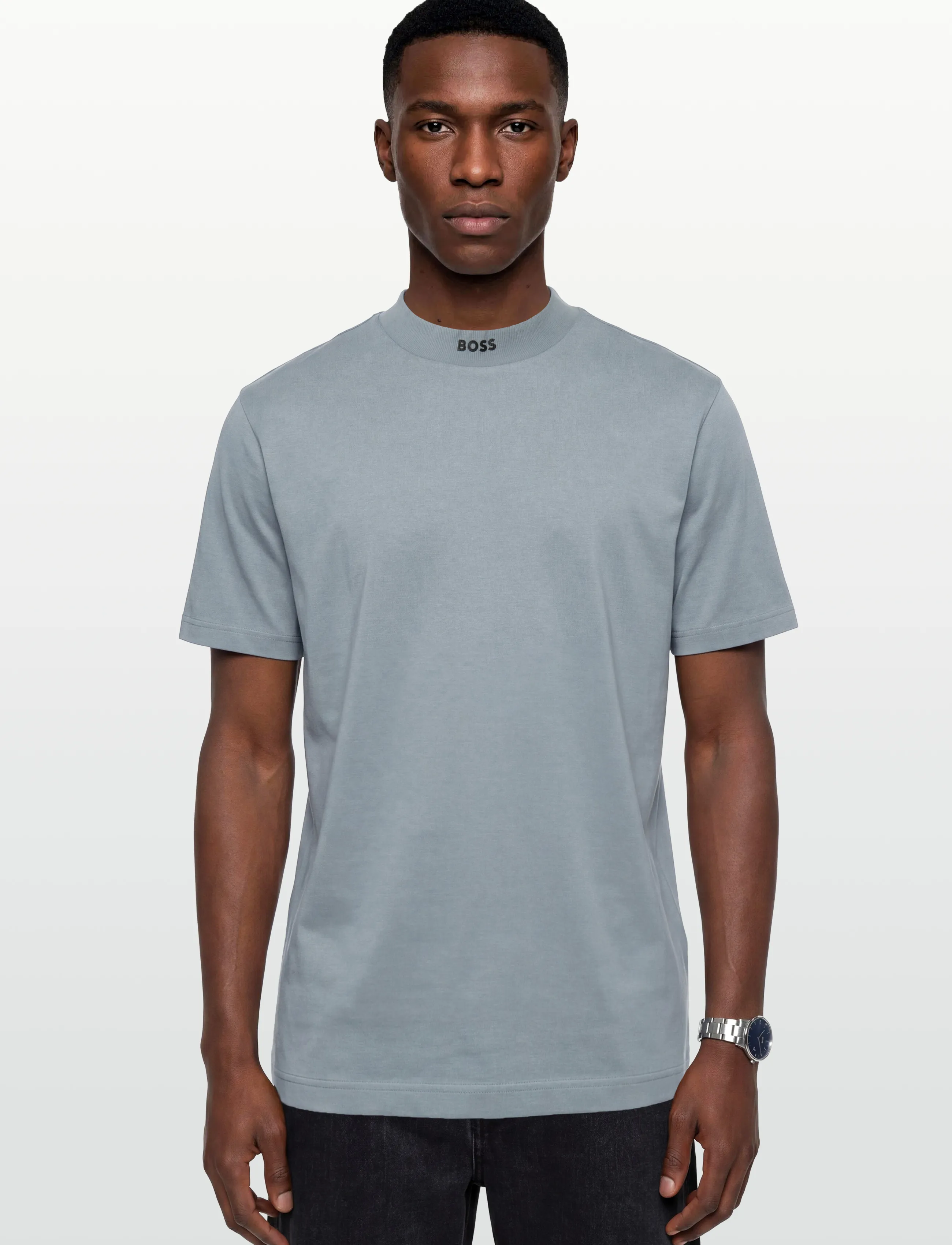 BOSS - Tee Collar - tops & t-shirts - dark grey - 3