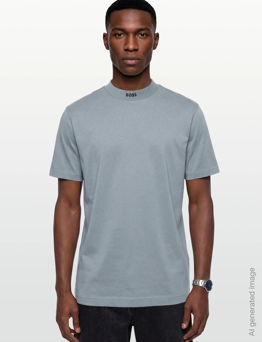 BOSS - Tee Collar - tops & t-shirts - dark grey - 3