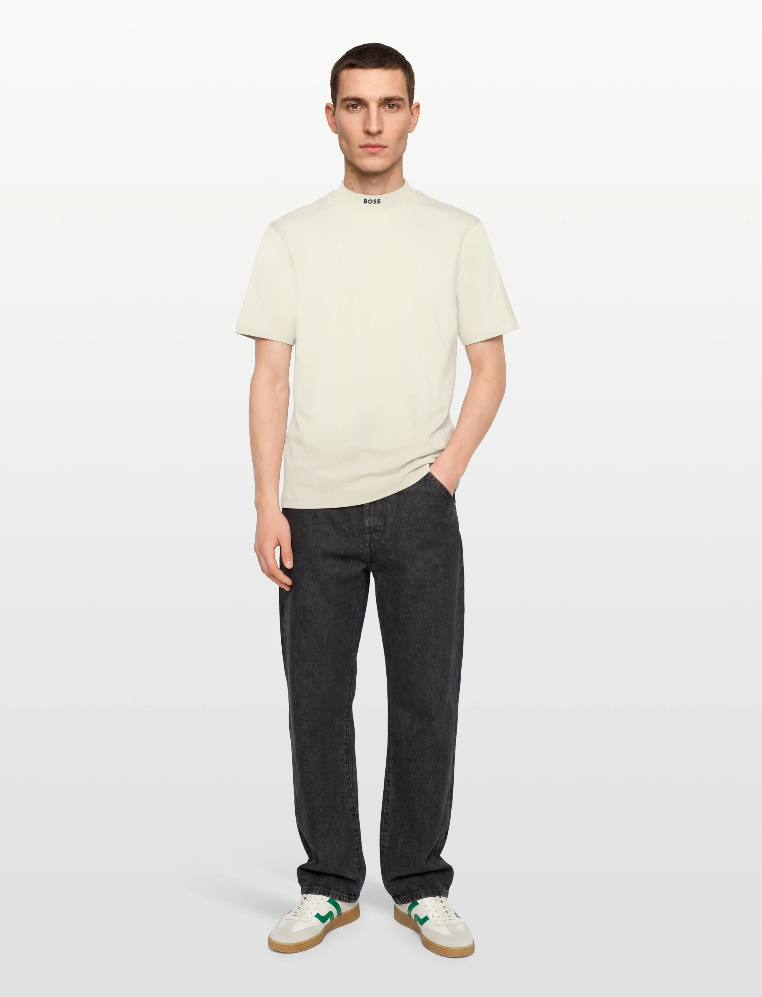 BOSS Tee Collar, M, Beige, Sport Overdele > Sport T-shirts, Herre