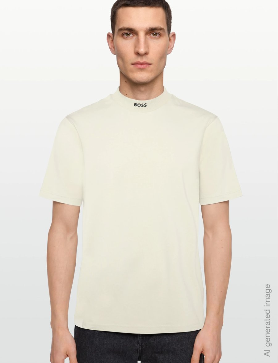 BOSS - Tee Collar - tops & t-shirts - light beige - 4