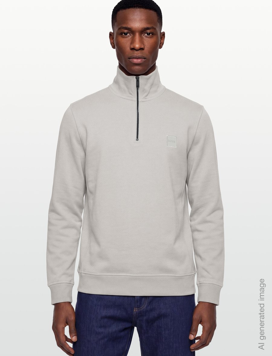 BOSS - Zetrust - half zip jumpers - open grey - 3