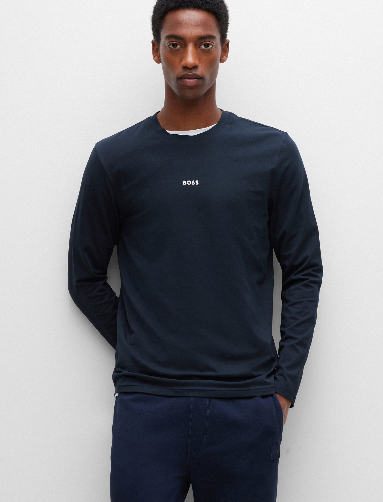 BOSS - TChark - long-sleeved t-shirts - dark blue - 0