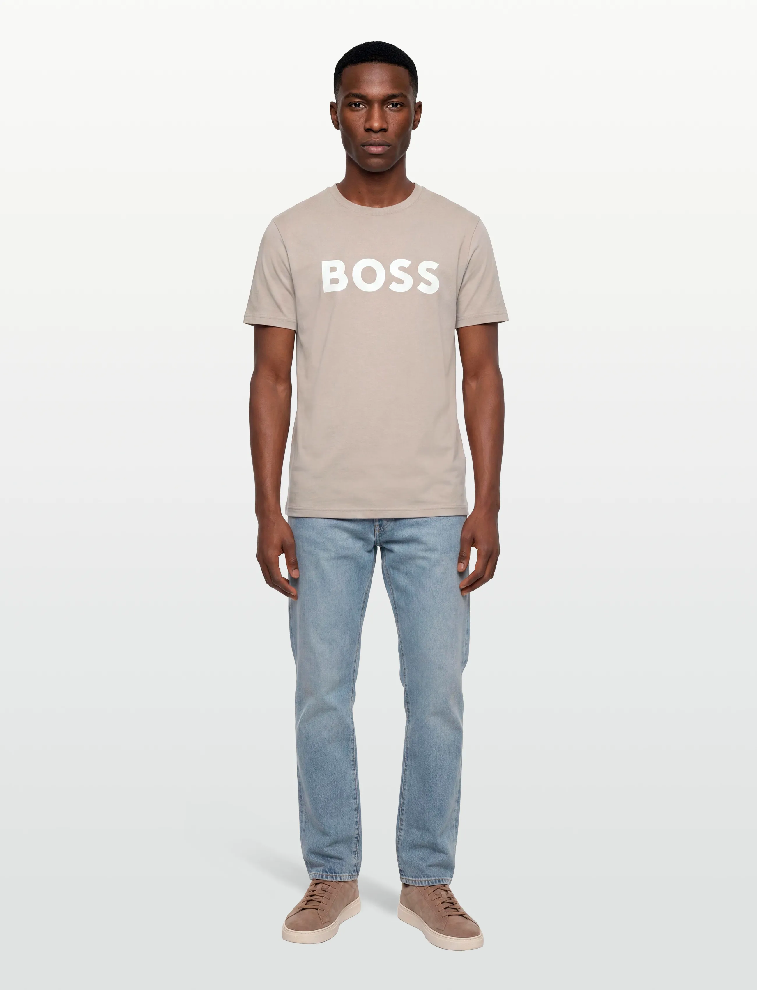 BOSS Thinking 1, Mænd, Logo T-Shirt, Beige, Str: S
