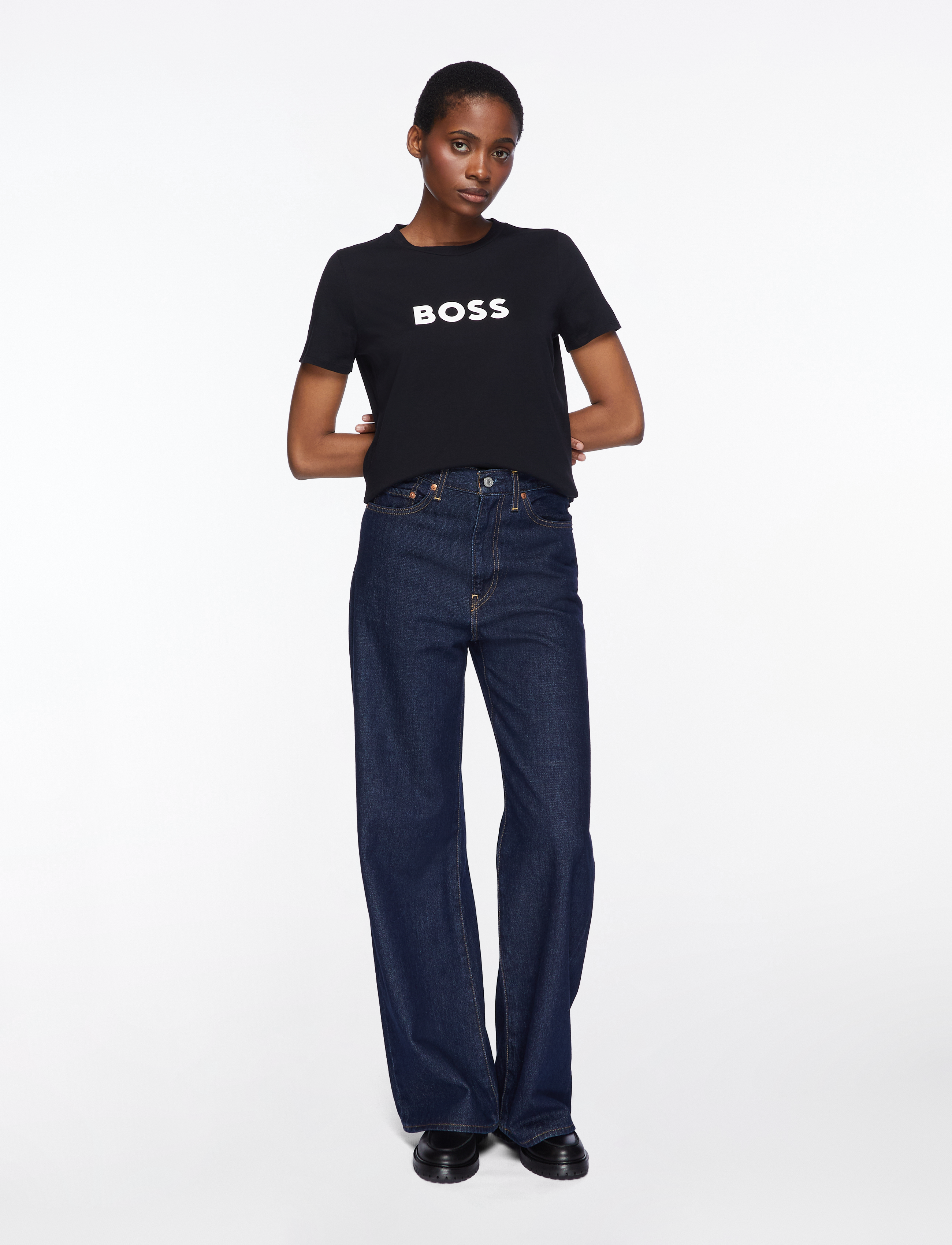 BOSS - C_Elogo_5 - stuttermarbolir - black - 2