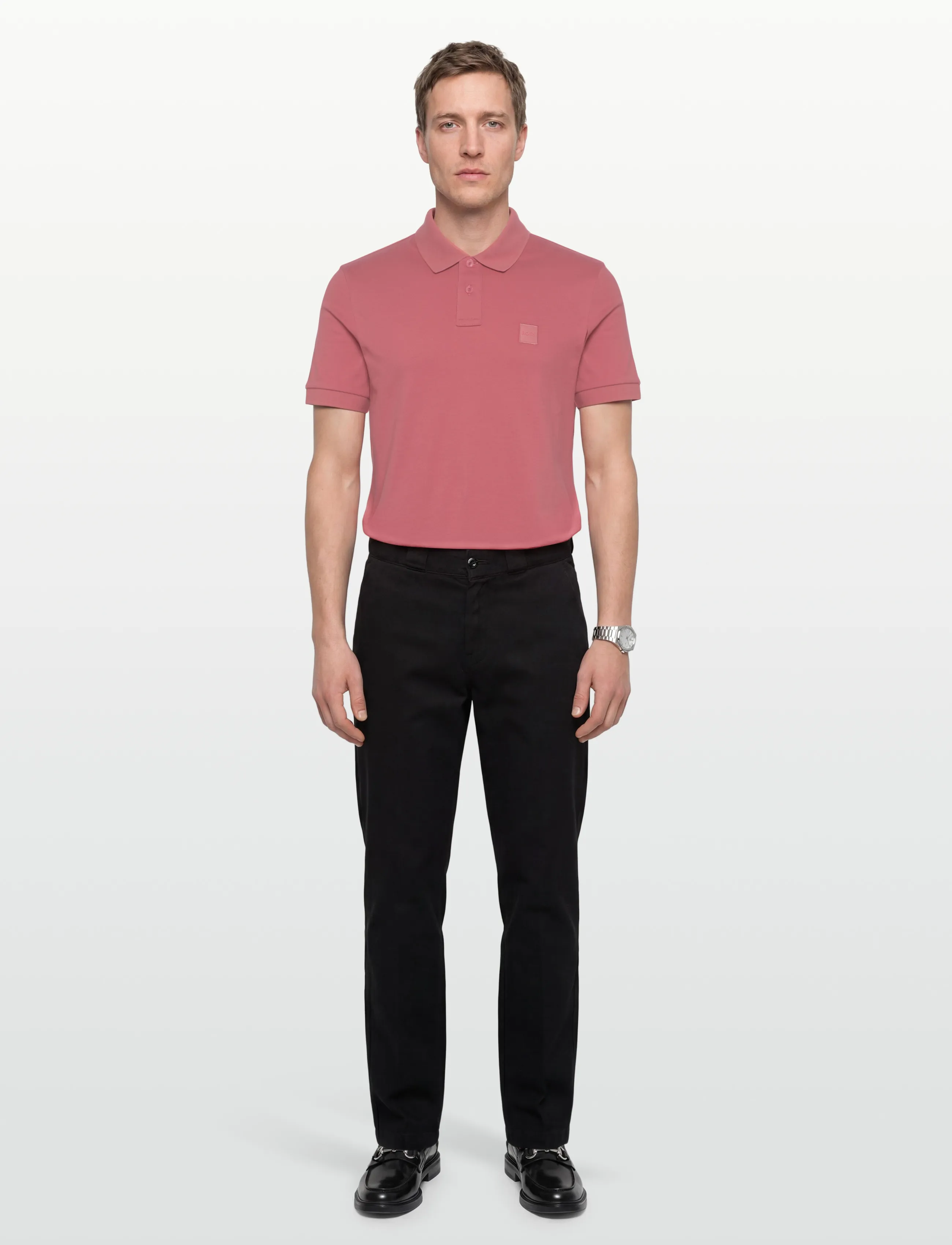 Stretch-cotton slim-fit polo shirt with logo patch 10