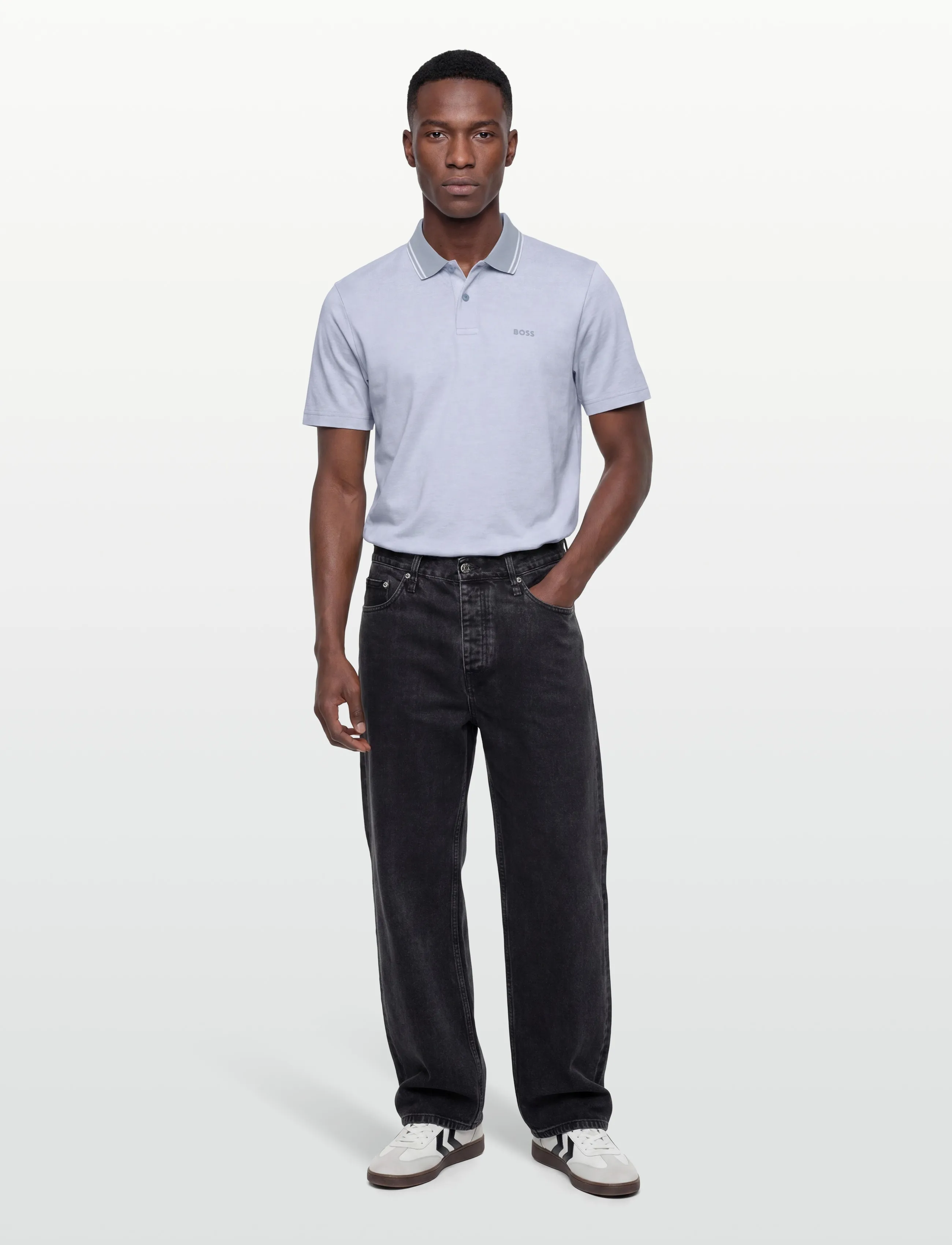 BOSS Peoxfordnew, Mænd, Poloshirt, Blå, Str: L